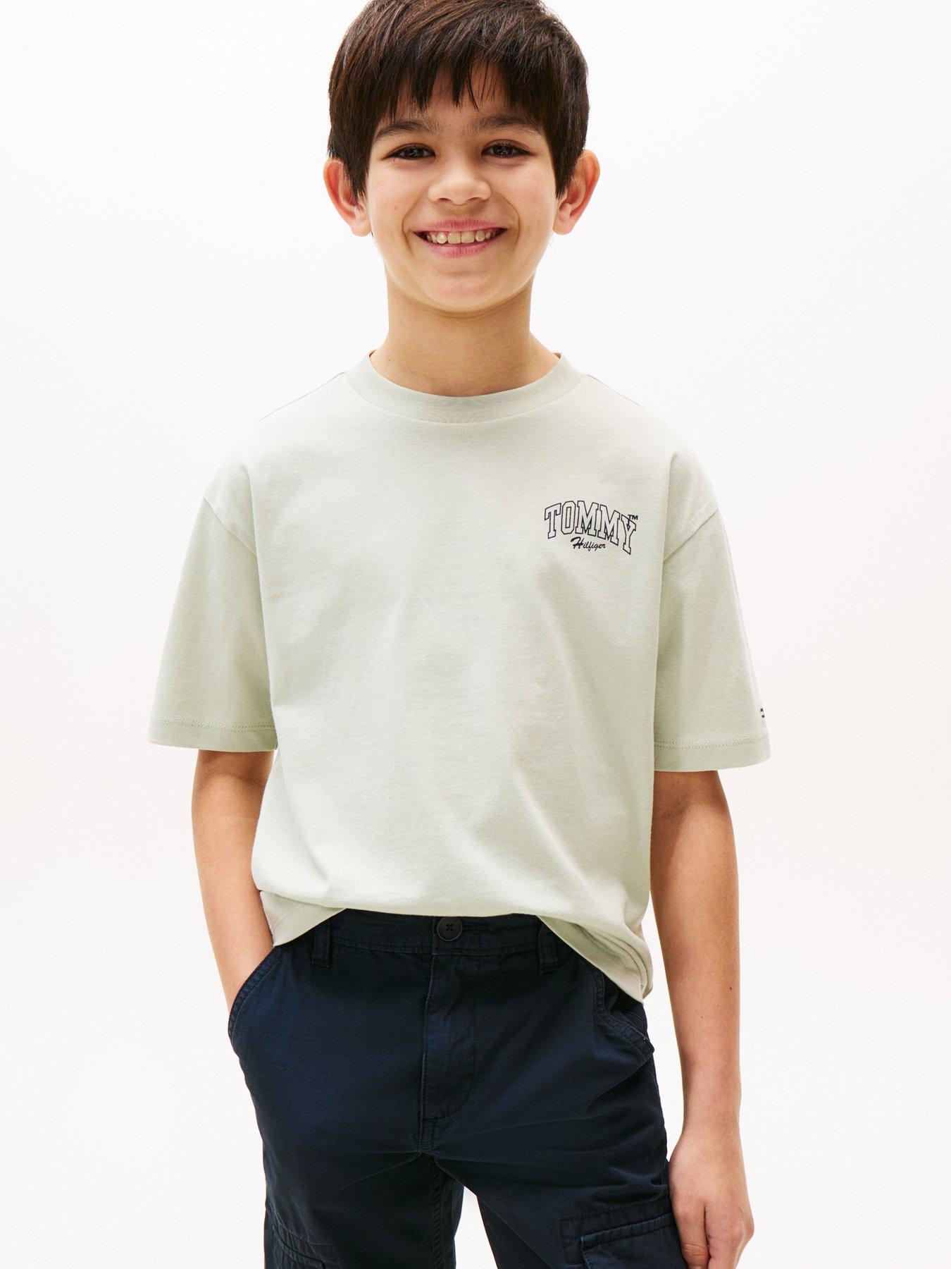 Tommy Hilfiger Boys Varsity Graphic Print Short Sleeve T-Shirt - Light Khaki