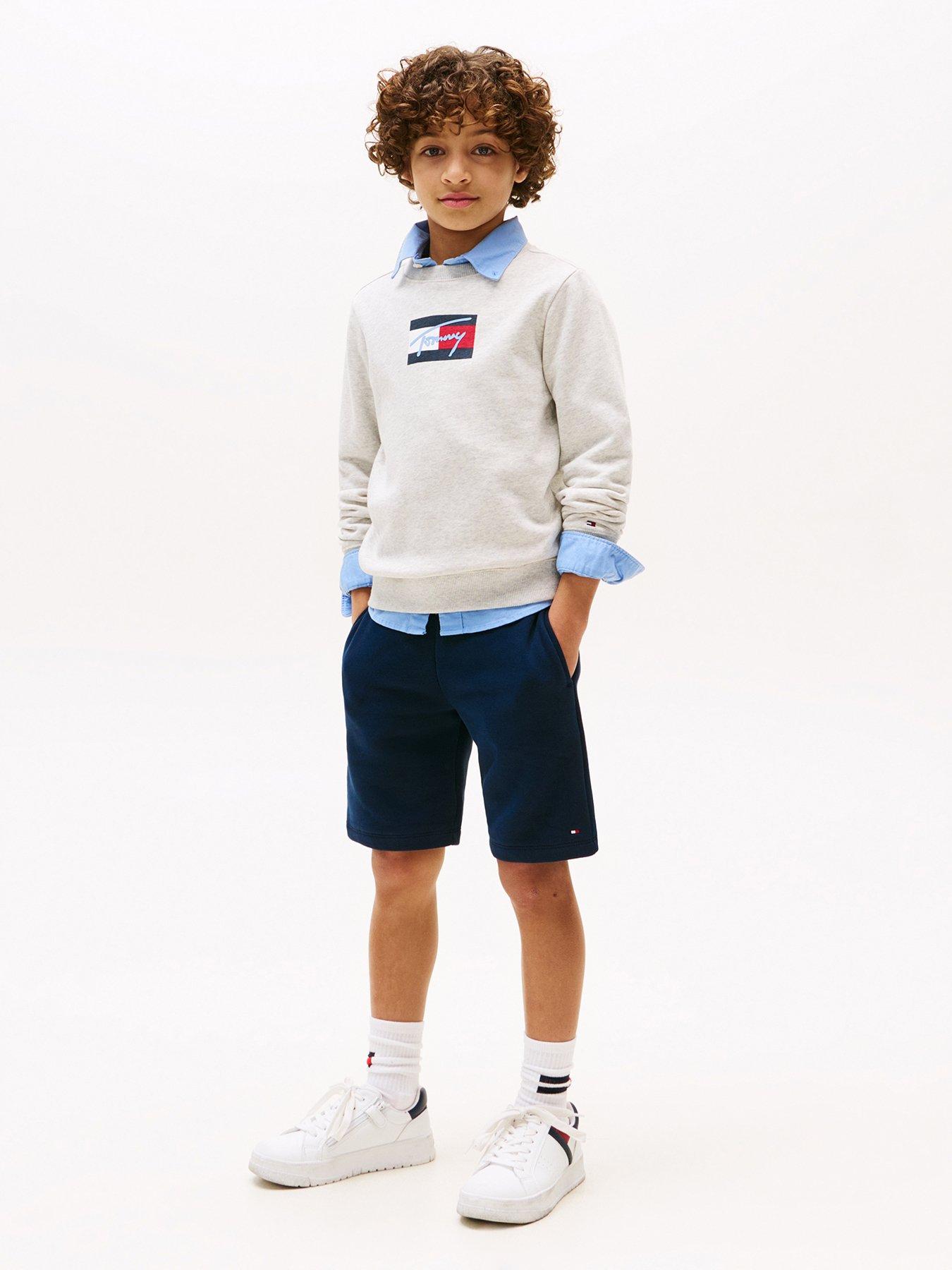 Image 3 of 4 of Tommy Hilfiger Boys Script Flag Sweatshirt - Grey