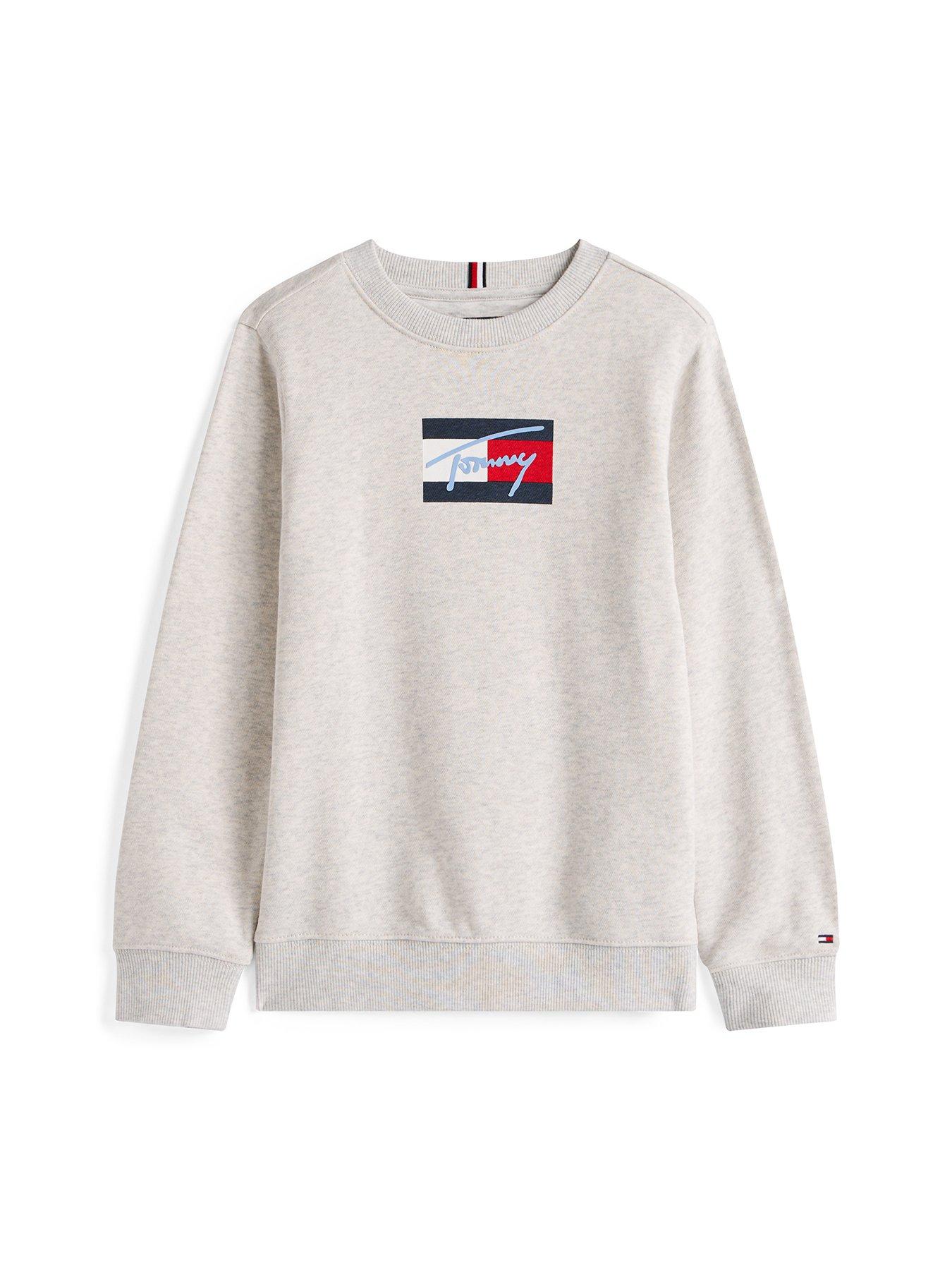 Image 4 of 4 of Tommy Hilfiger Boys Script Flag Sweatshirt - Grey