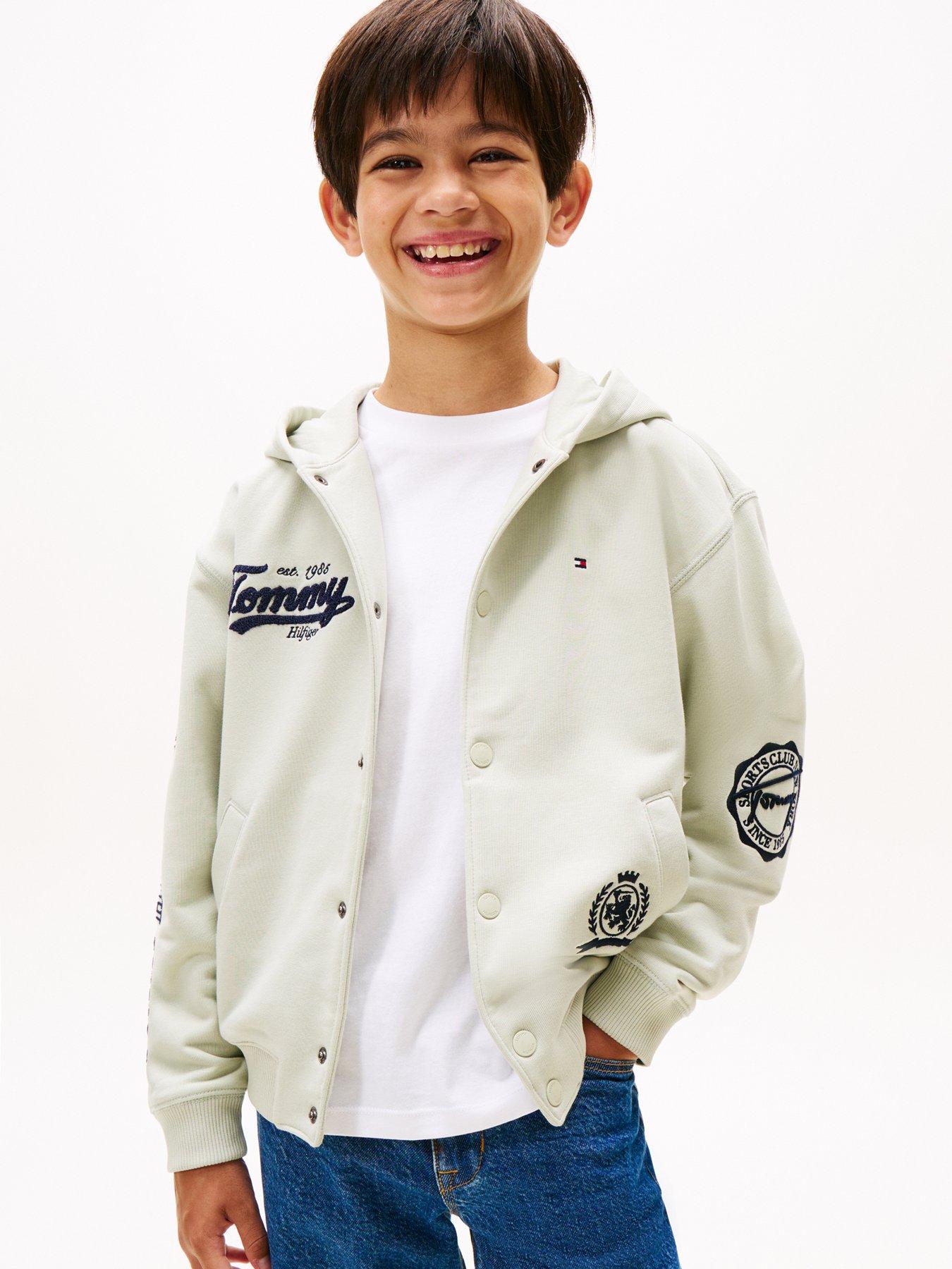 Tommy Hilfiger Boys Varsity Graphic Button Hoodie - Light Khaki