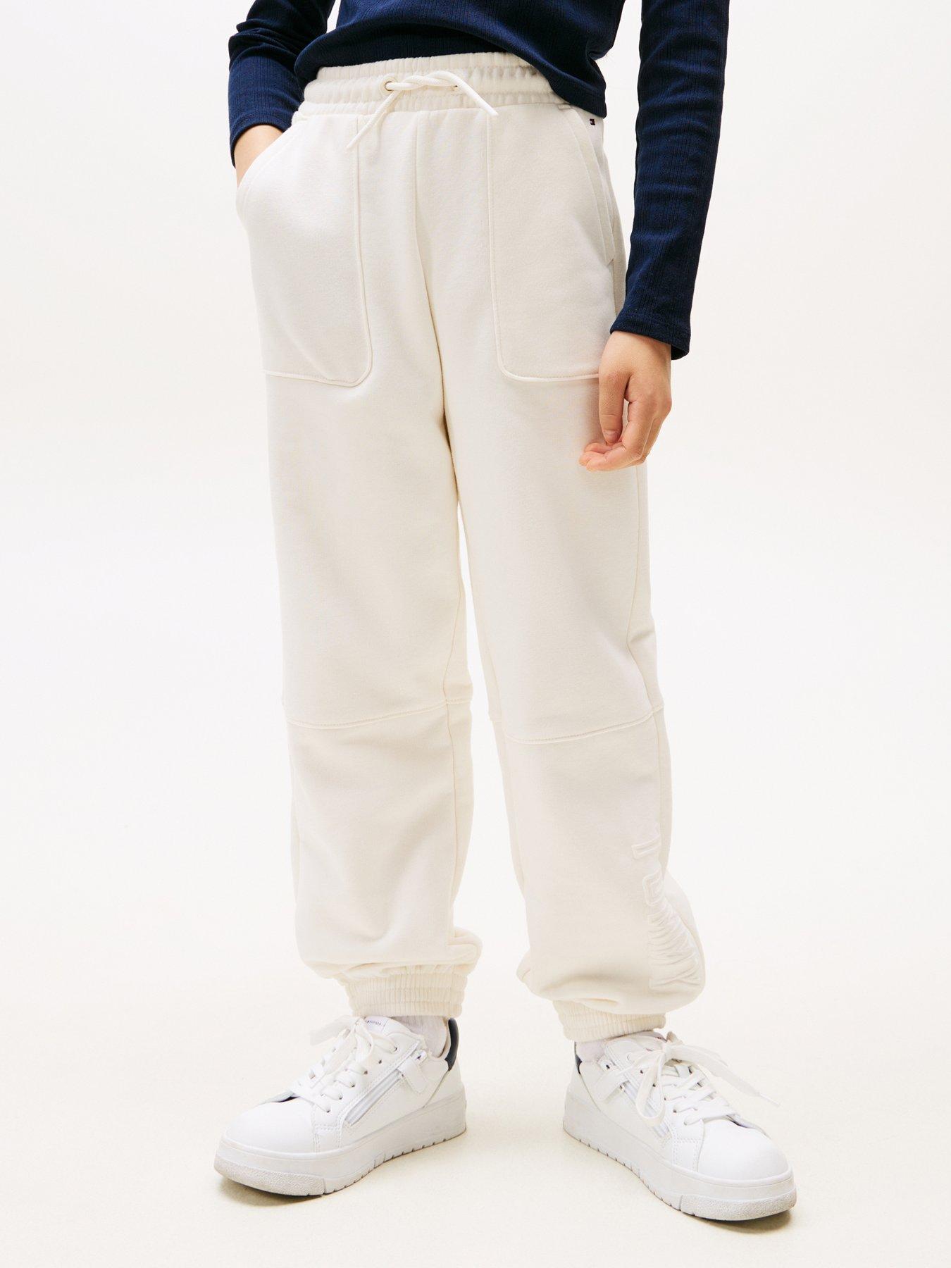 Tommy Hilfiger Girls Puff Print Sweatpants - Cream