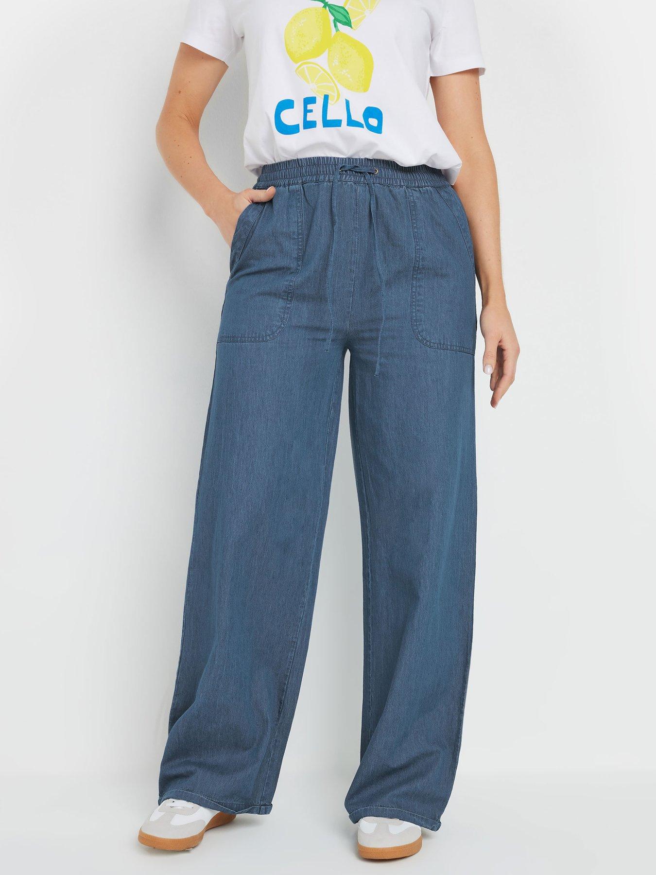 Image of Long Tall Sally Tall Denim Wide Leg Jogger 36"