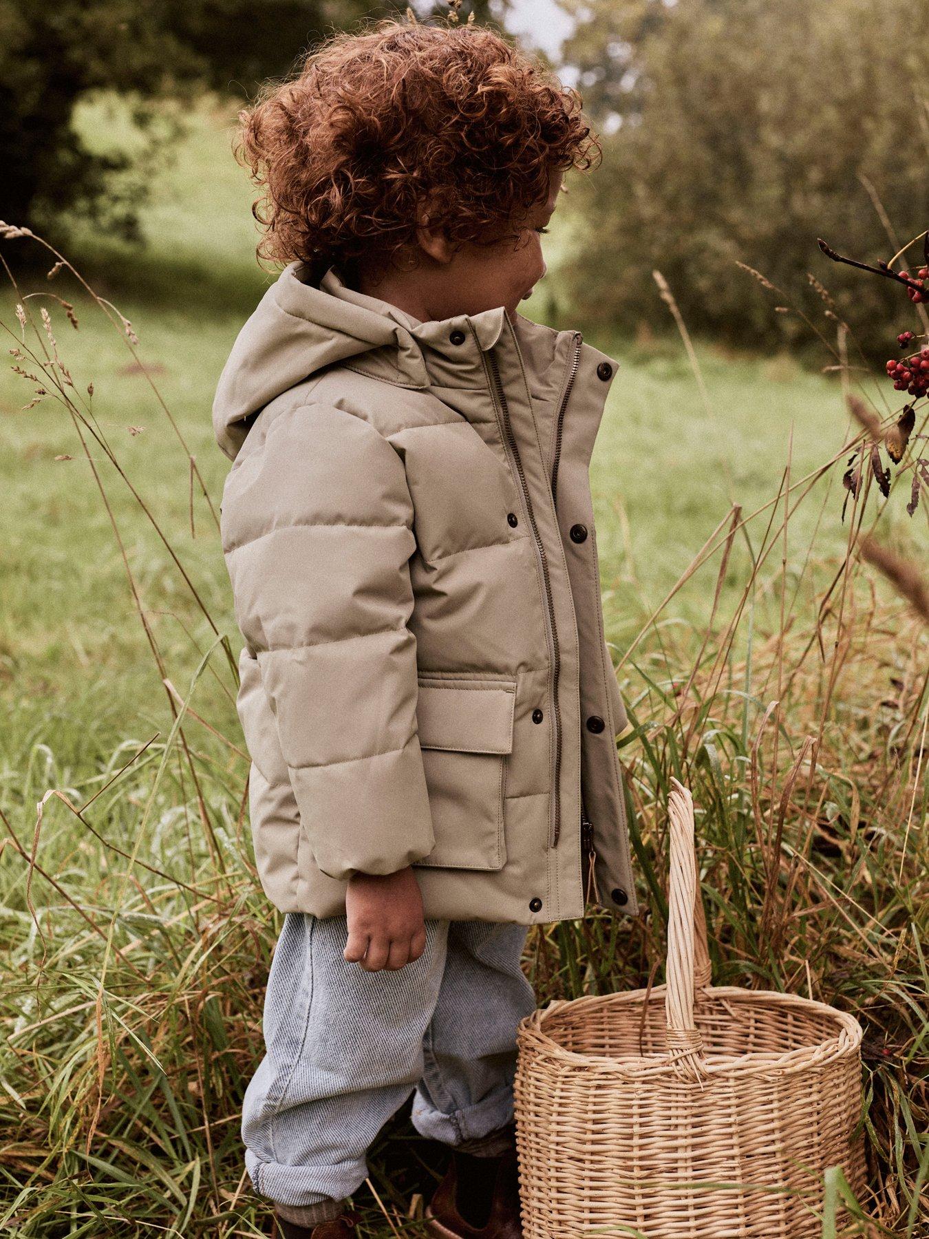 Image 1 of 6 of Lil Atelier Mini Boys Long Padded Coat - Green