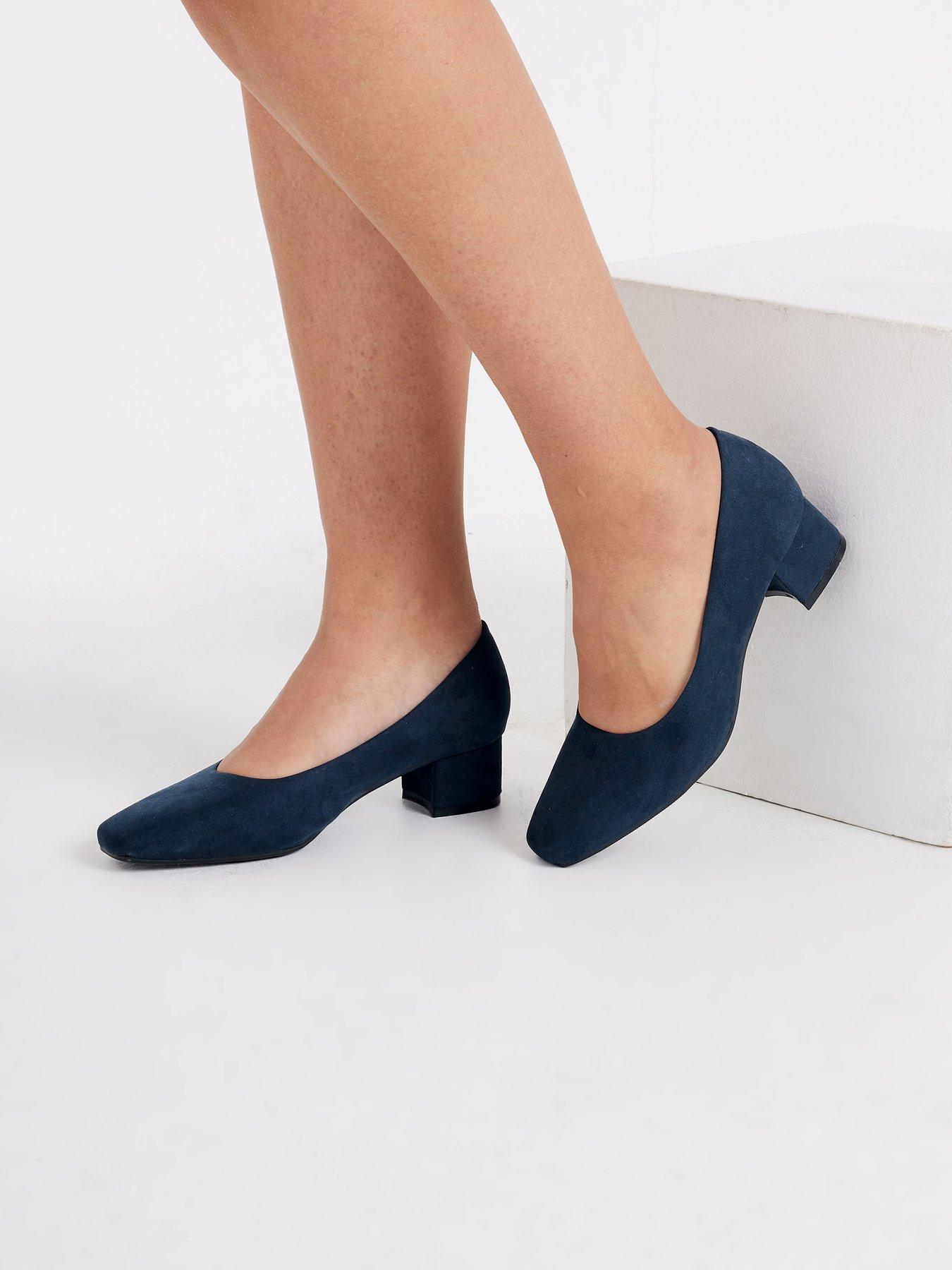 Yours Extra Wide Fit Square Toe Court Shoe - Blue | Very Ireland