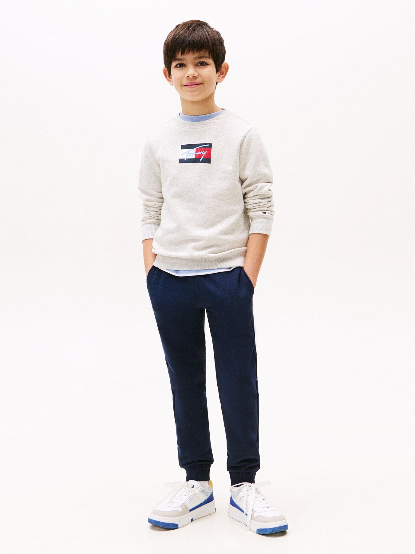 Image 3 of 4 of Tommy Hilfiger Boys Script Flag Sweatpants - Navy