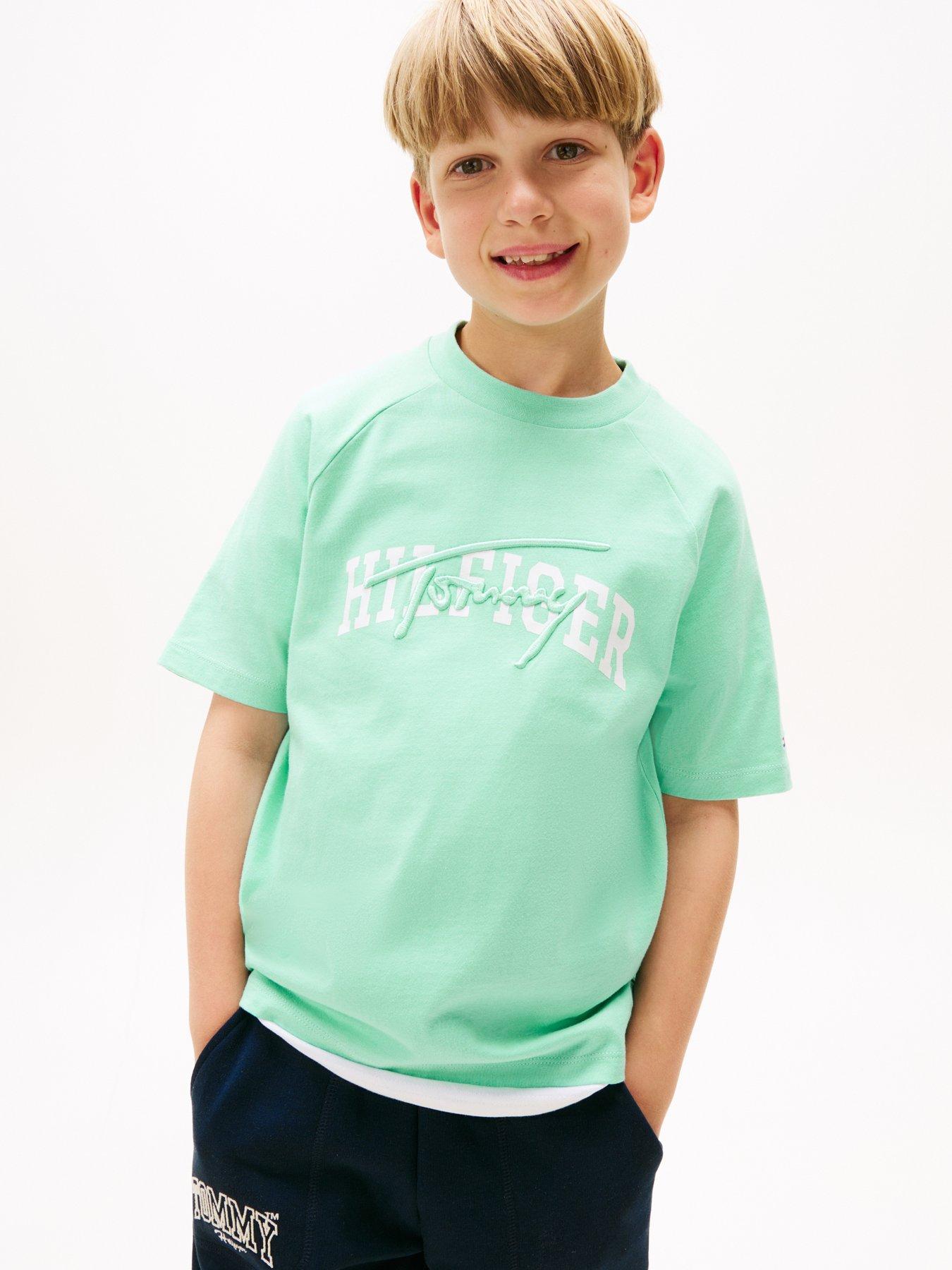 Tommy Hilfiger Boys Th Mixed Graphic Short Sleeve T-Shirt - Green