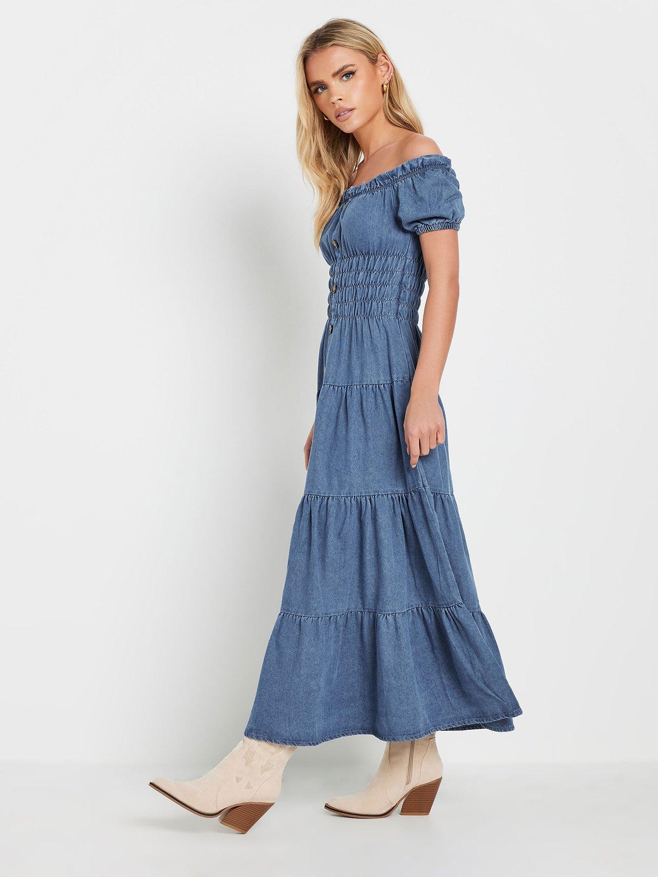 pixiegirl-petite-button-bardot-maxi-dress