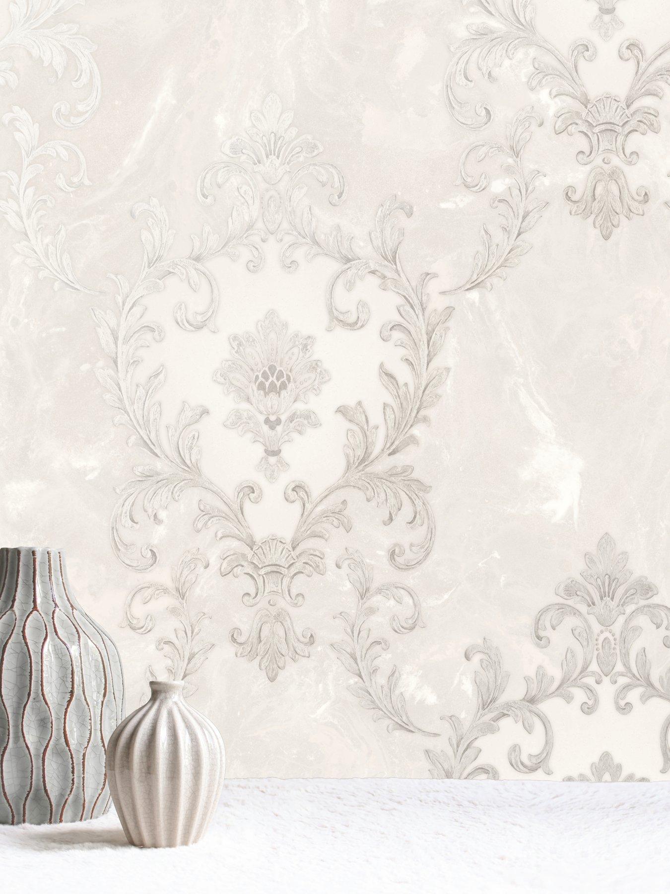 undefined Sienna Damask Pearl Wallpaper - Pearl