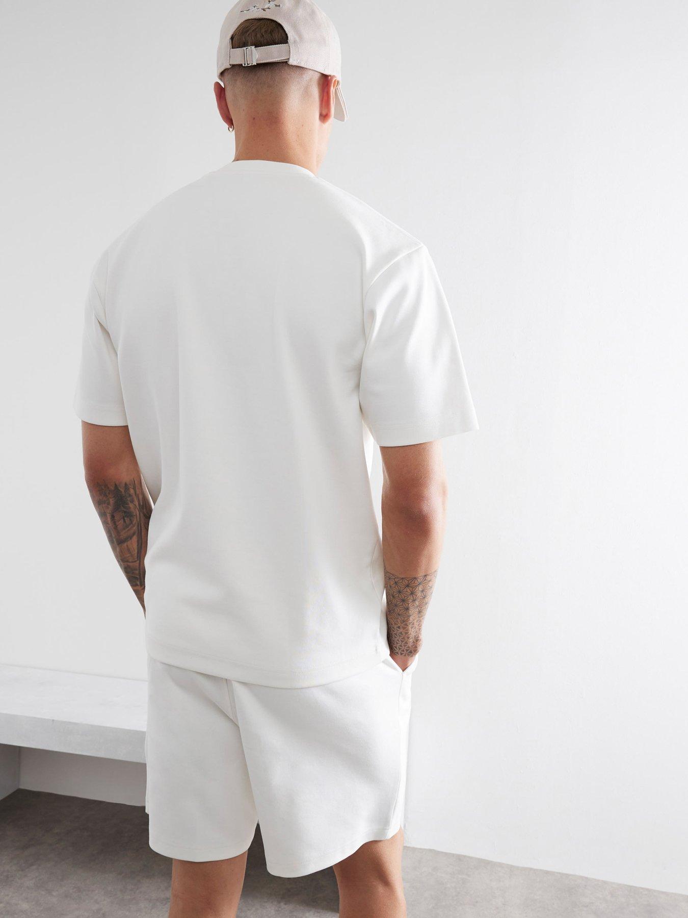 Image 2 of 4 of River Island Regular Fit Tonal Dragon Embroidered T-Shirt - Cream