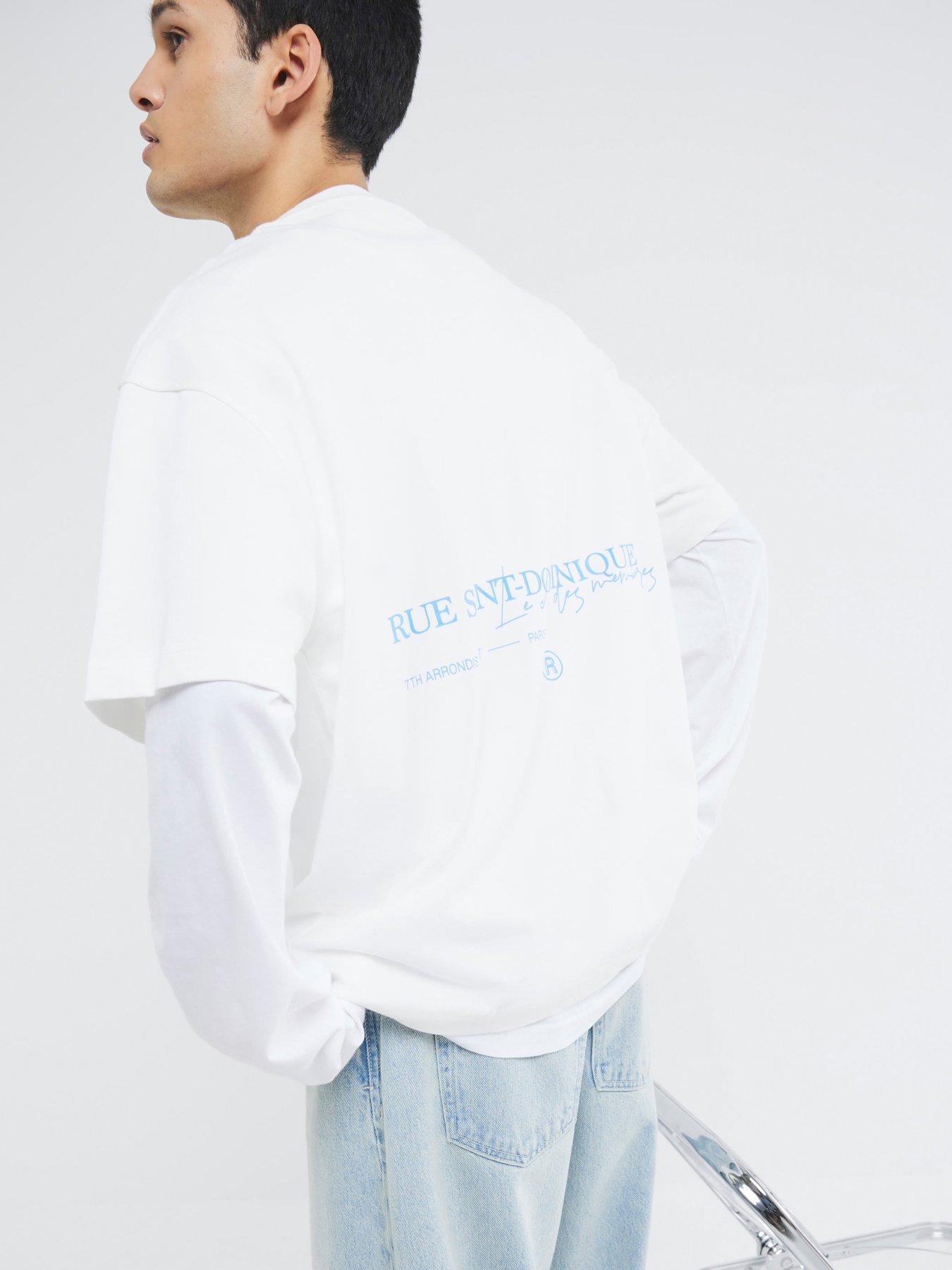 Image 1 of 4 of River Island Rue Saint Wordy T-Shirt - White