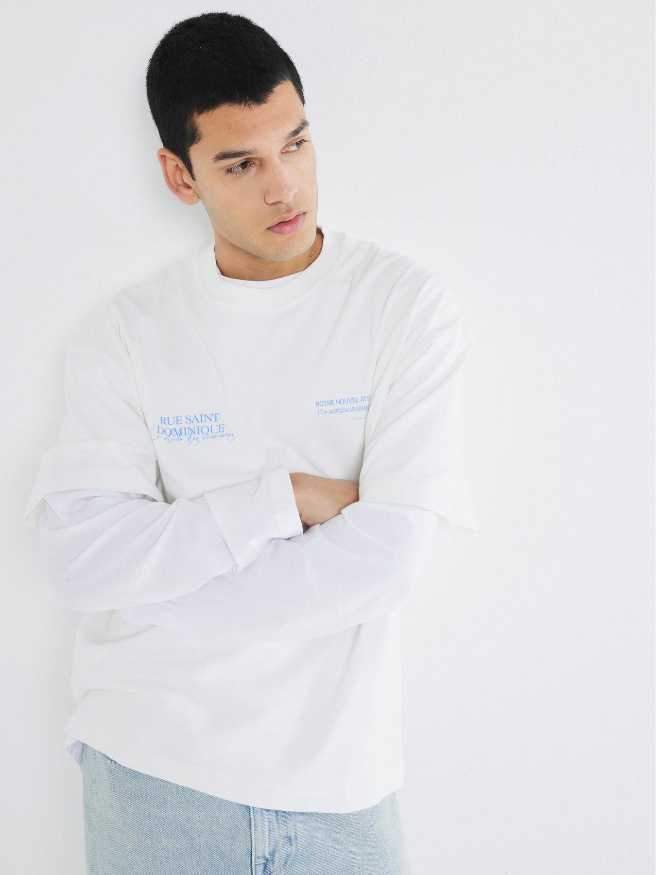 Image 2 of 4 of River Island Rue Saint Wordy T-Shirt - White