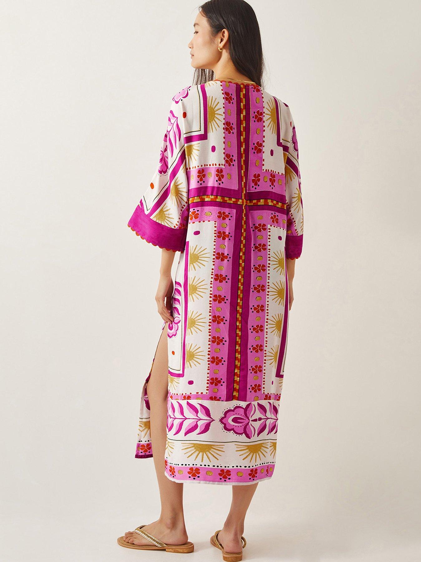 Image 2 of 5 of Monsoon Tina Maxi Kaftan - Pink