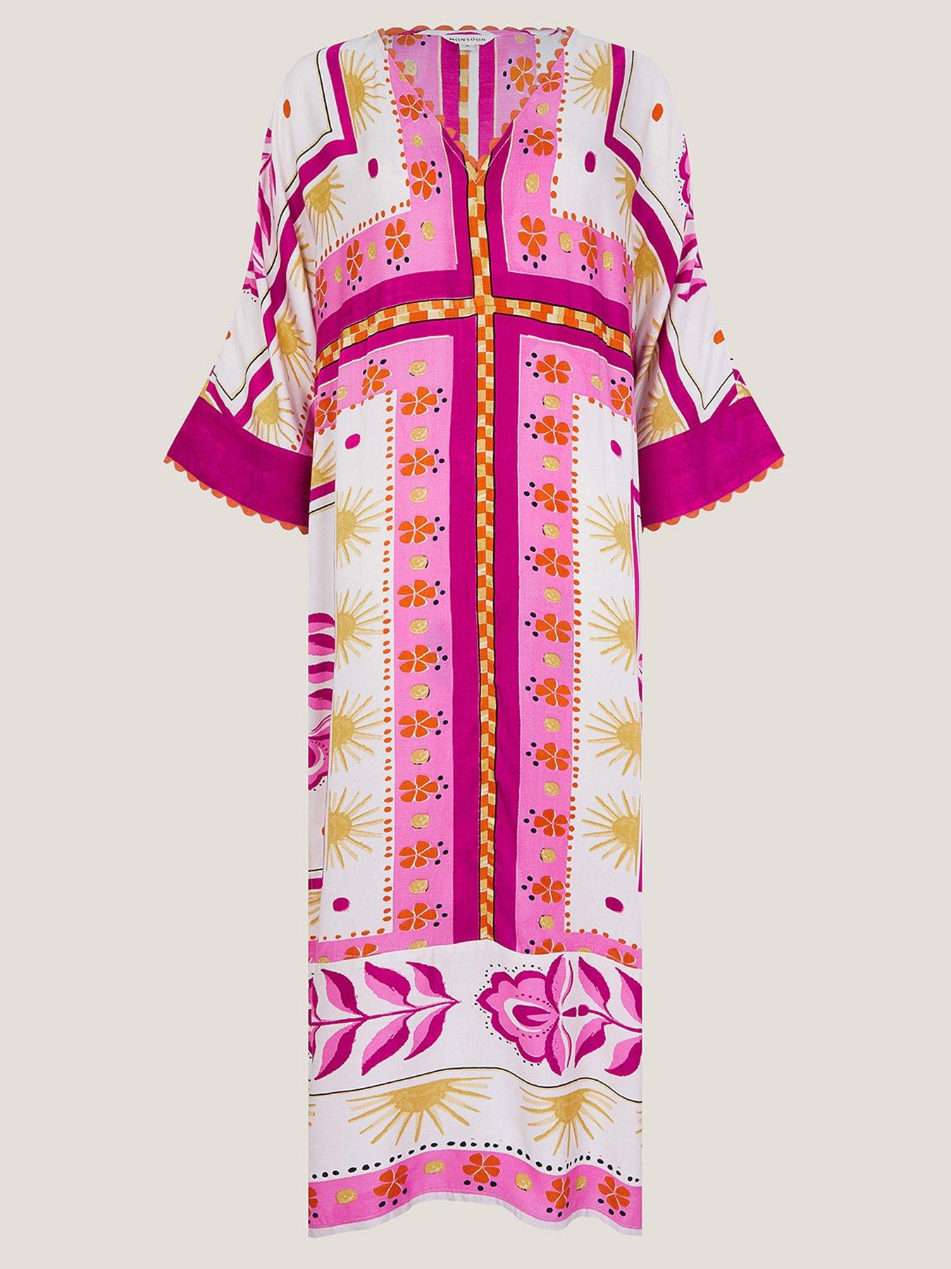 Image 3 of 5 of Monsoon Tina Maxi Kaftan - Pink
