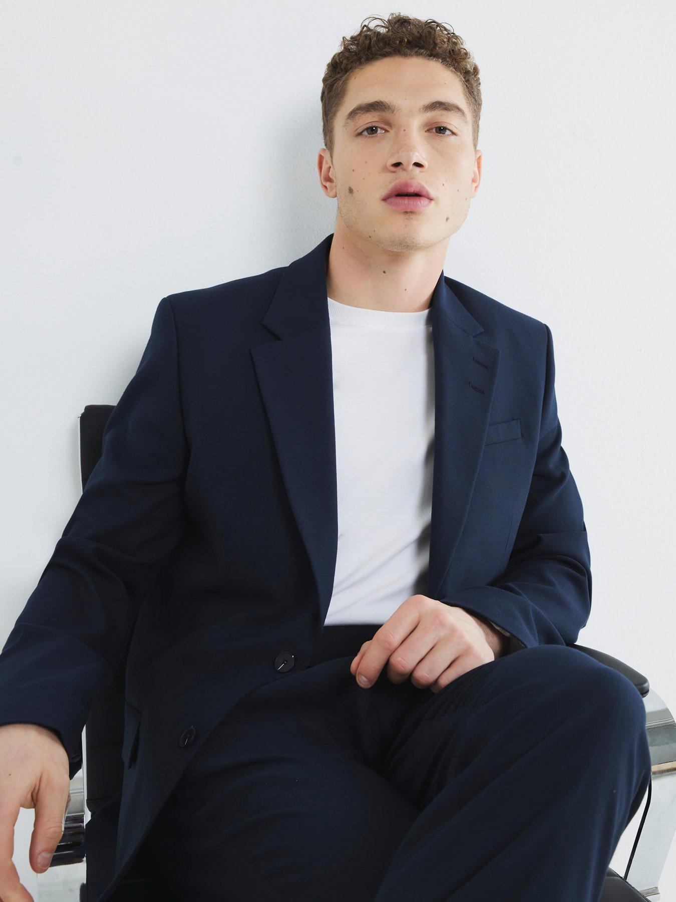Image 4 of 4 of River Island Tailored Kez Suit Jacket - Navy