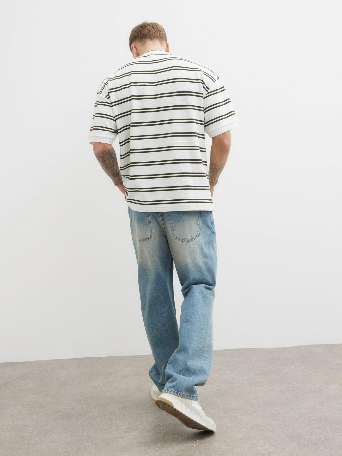 Image 2 of 4 of River Island Ottoman Stripe T-Shirt - White