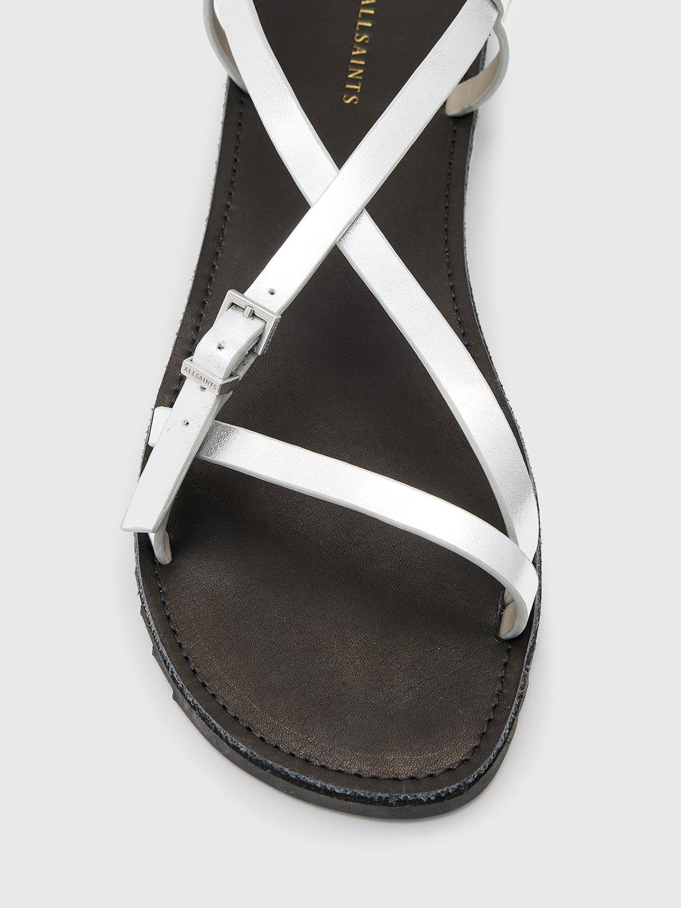 allsaints-tyla-metallic-sandals-silveroutfit