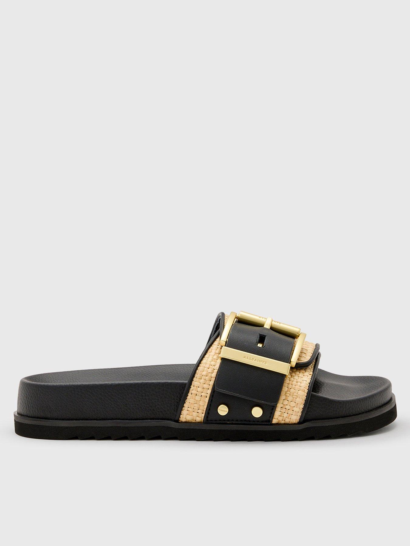 AllSaints Ellie Raffia Slider - Light Brown