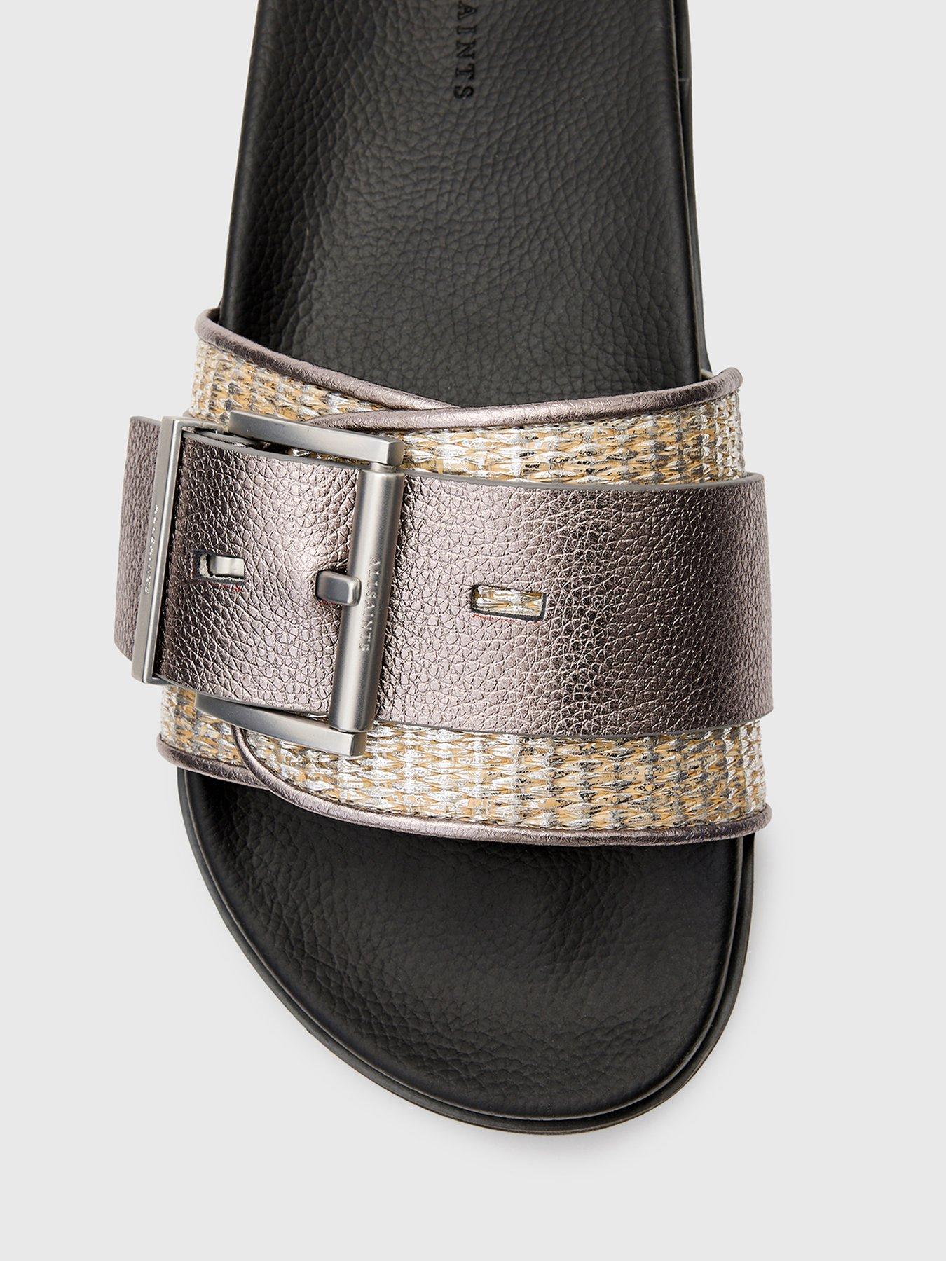 allsaints-ellie-raffia-sliders-silveroutfit