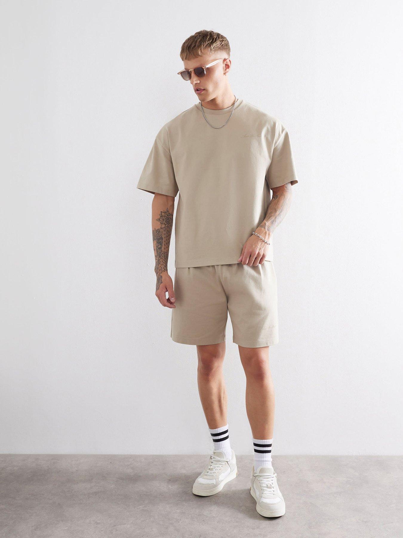undefined Boxy Fit T-Shirt And Shorts Set - Light Brown
