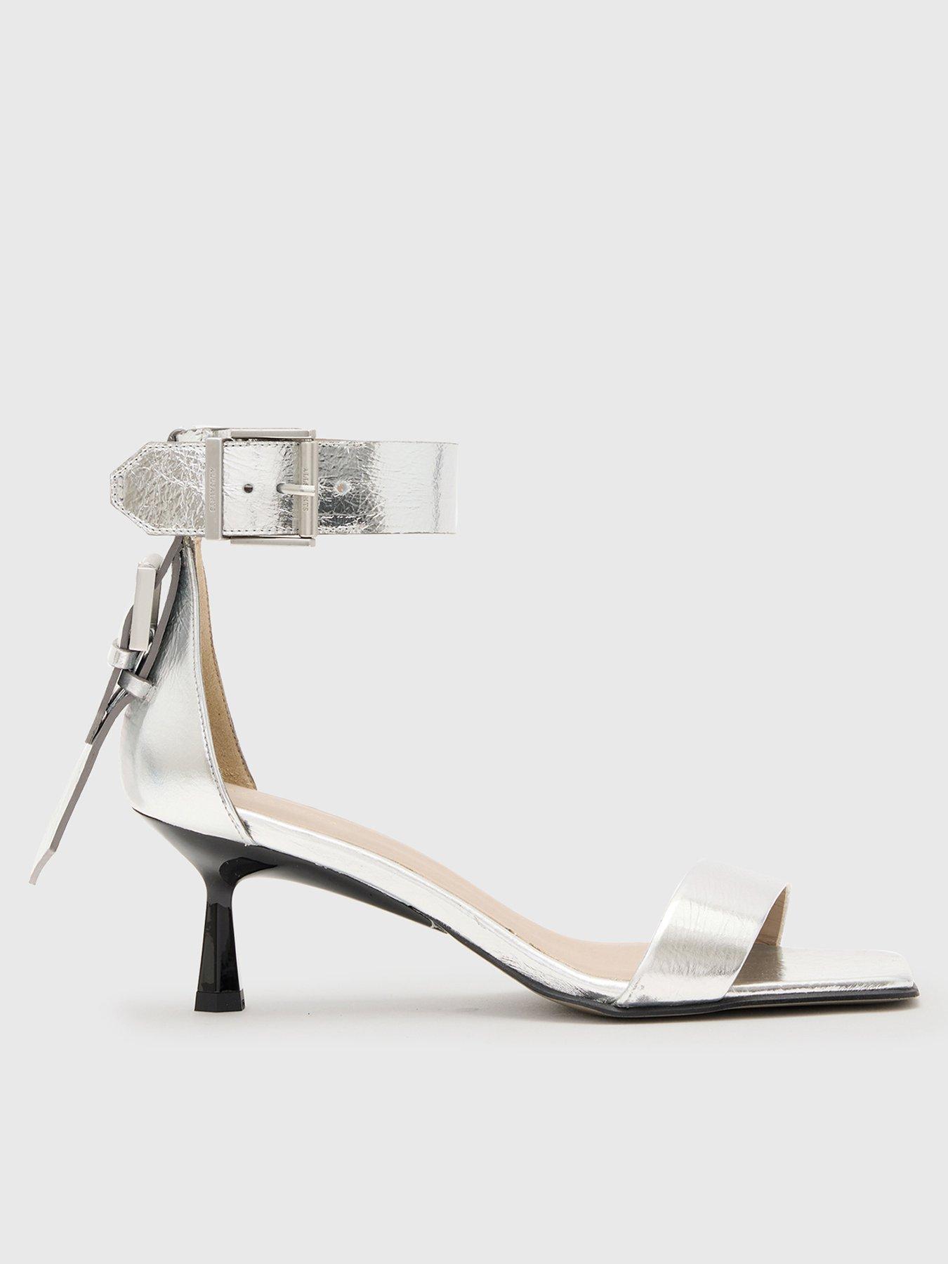 Image 1 of 6 of AllSaints Noir Low Sandal - Silver