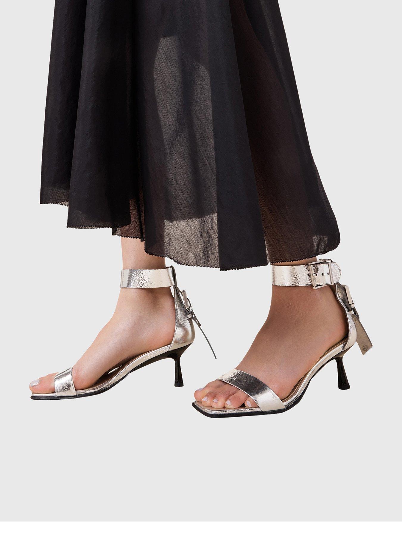 Image 2 of 6 of AllSaints Noir Low Sandal - Silver
