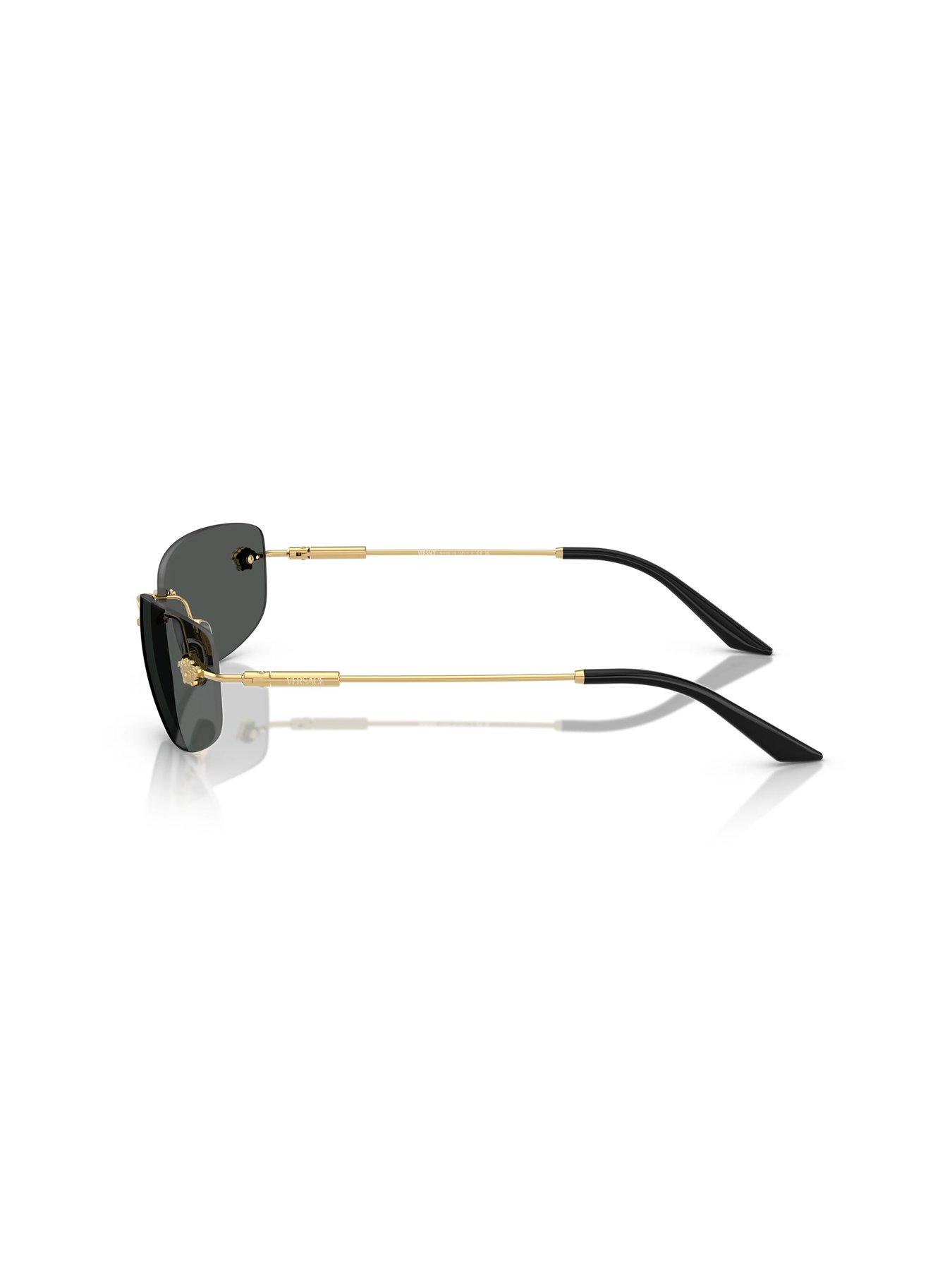 Image 2 of 4 of VERSACE 0Ve2279 Rectangle Sunglasses- Black/Gold