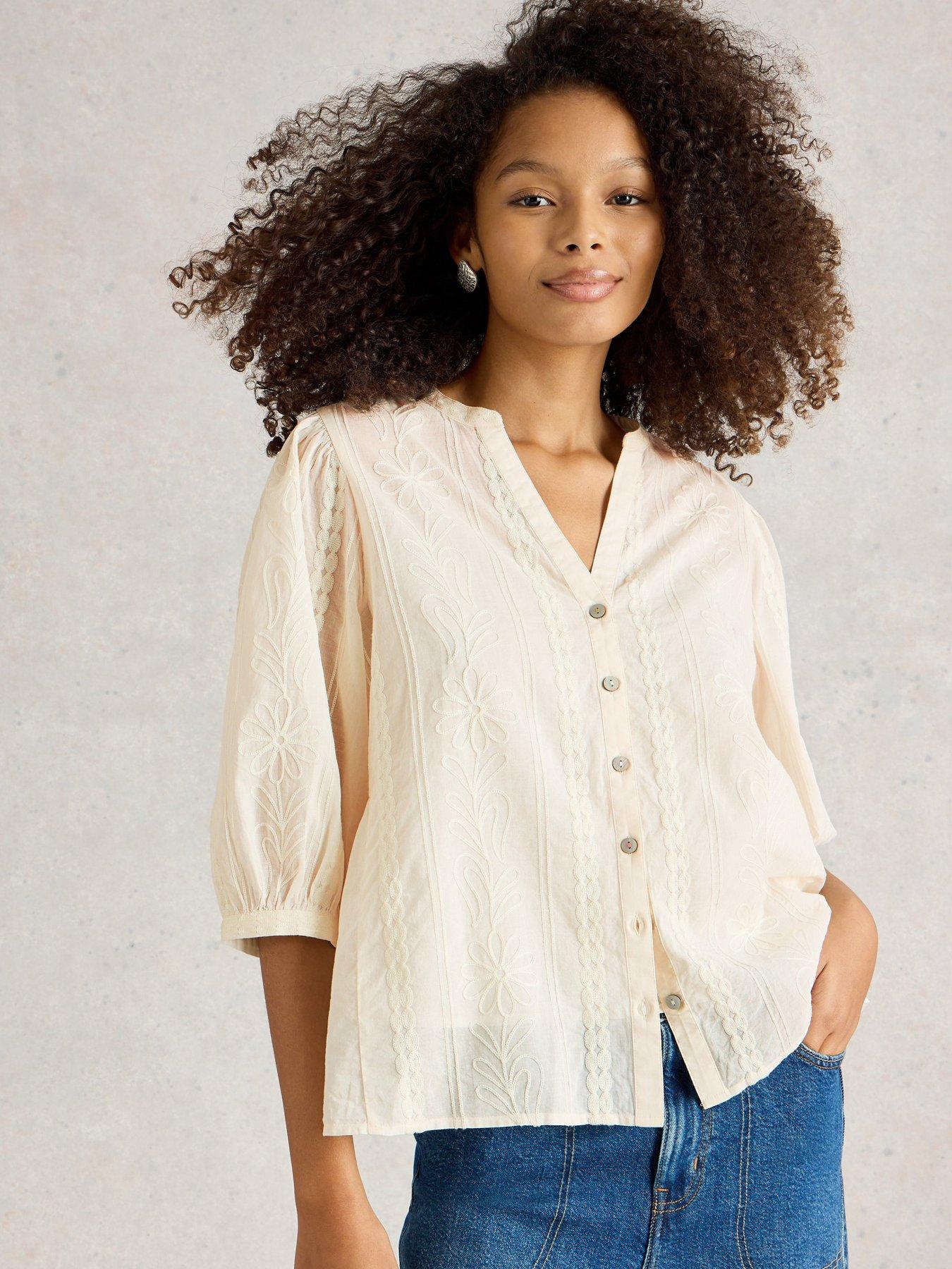 undefined Piper Embroidered Top - White