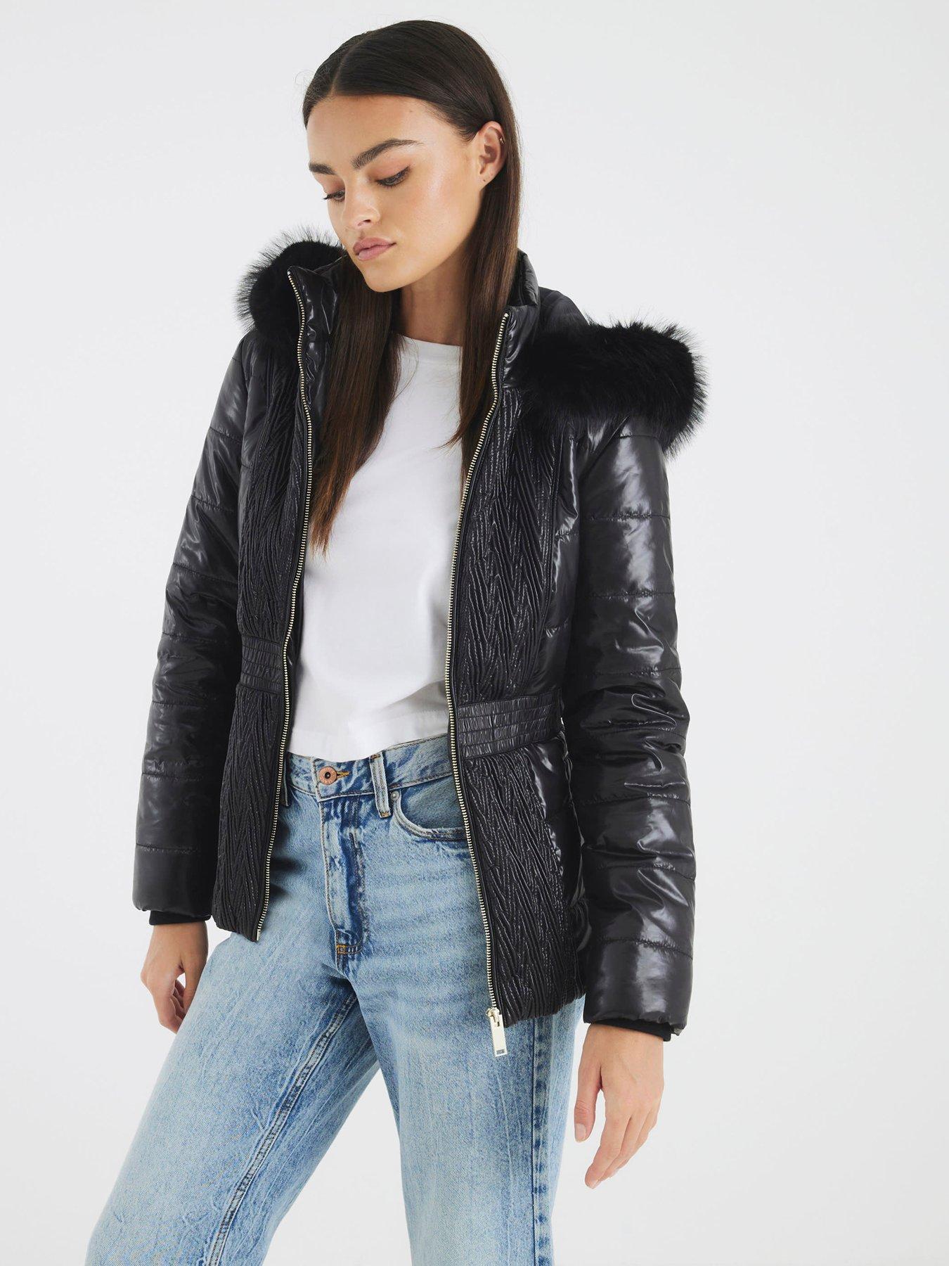 River Island Hooded Padded Jacket - Black