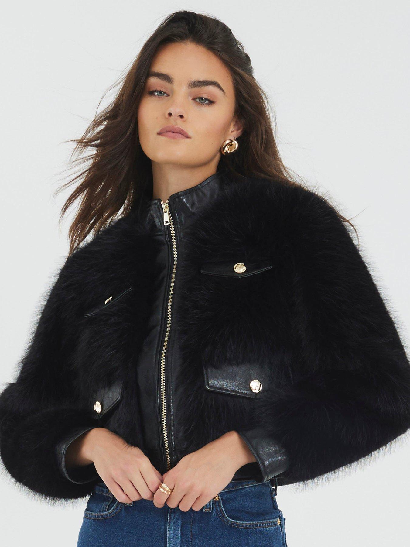 River Island Plush Trophy Jacket - Black