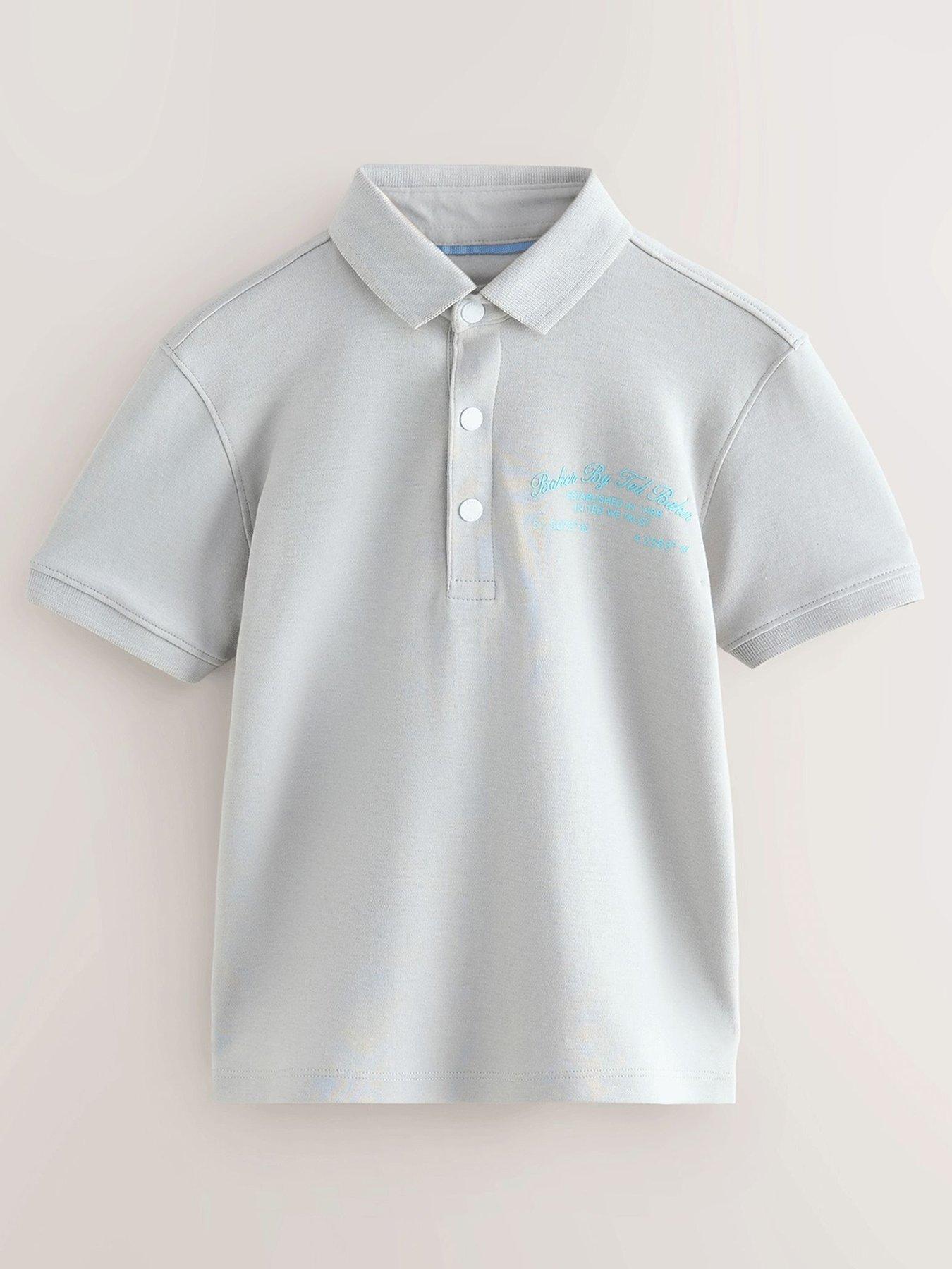 Image 1 of 5 of Ted Baker Graphic Polo Shirt - Soft Grey