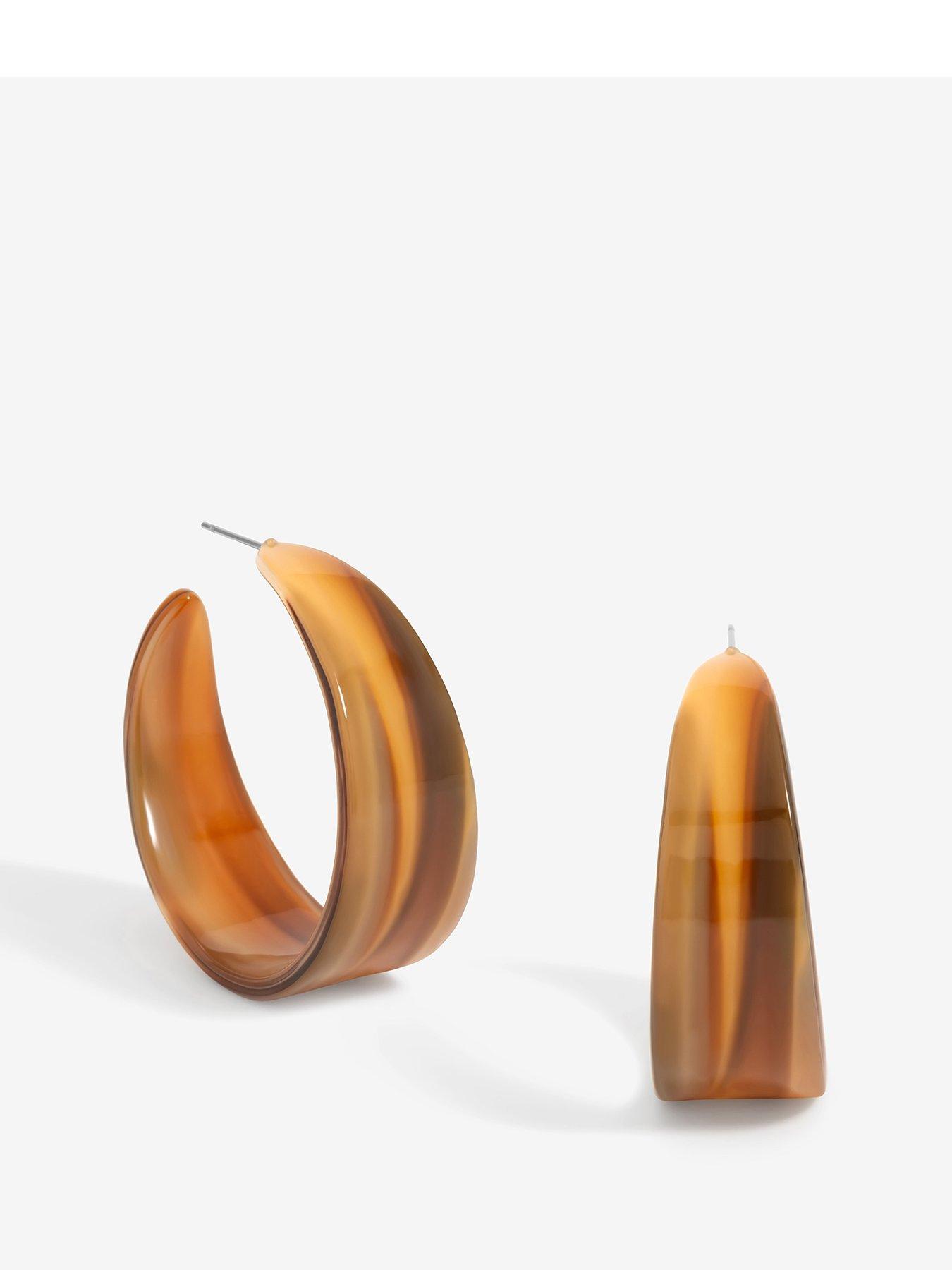 Image 1 of 5 of Mood Mood Gold Tapered Resin Hoop Earrings
