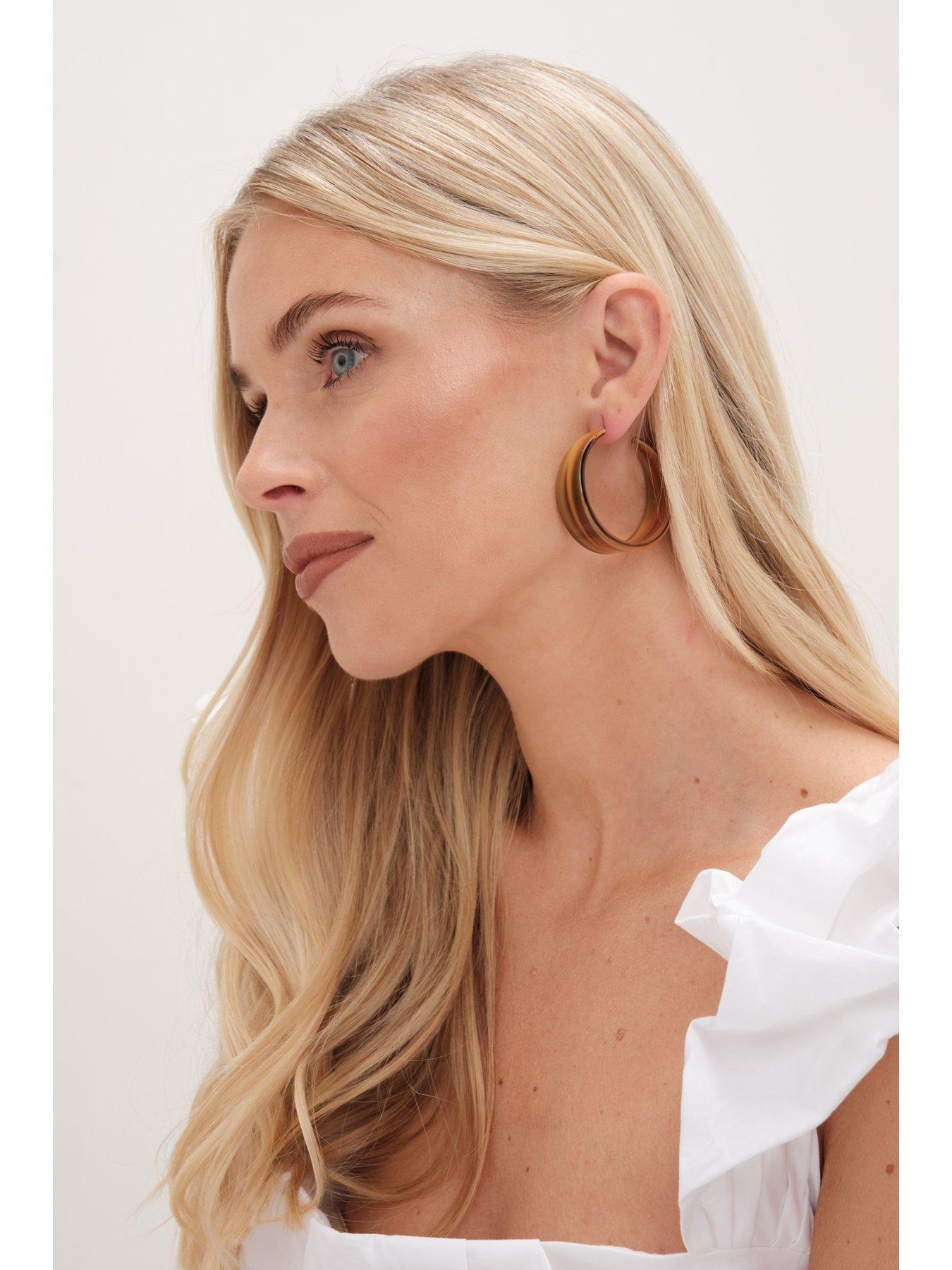 Image 2 of 5 of Mood Mood Gold Tapered Resin Hoop Earrings
