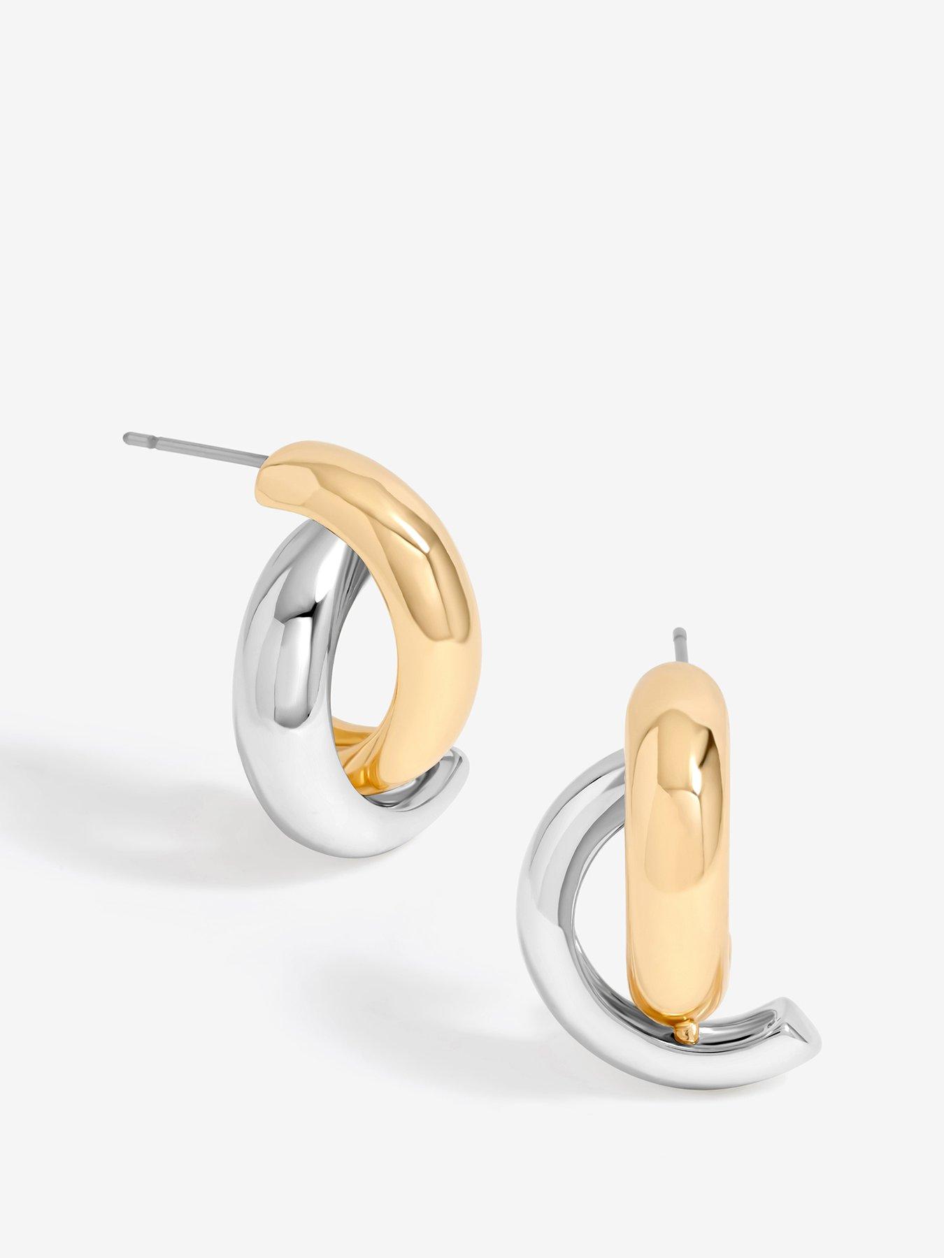 Image 1 of 4 of Mood Mood Two Tone Polished Twist Hoop Earrings