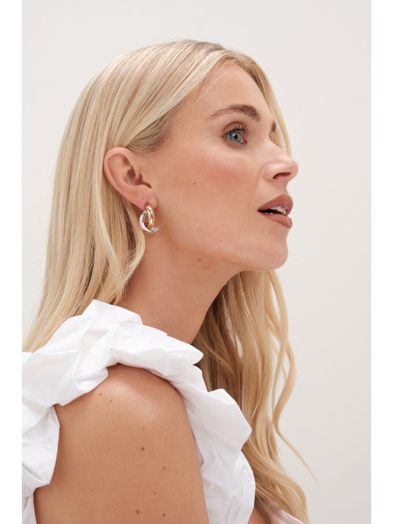Image 2 of 4 of Mood Mood Two Tone Polished Twist Hoop Earrings