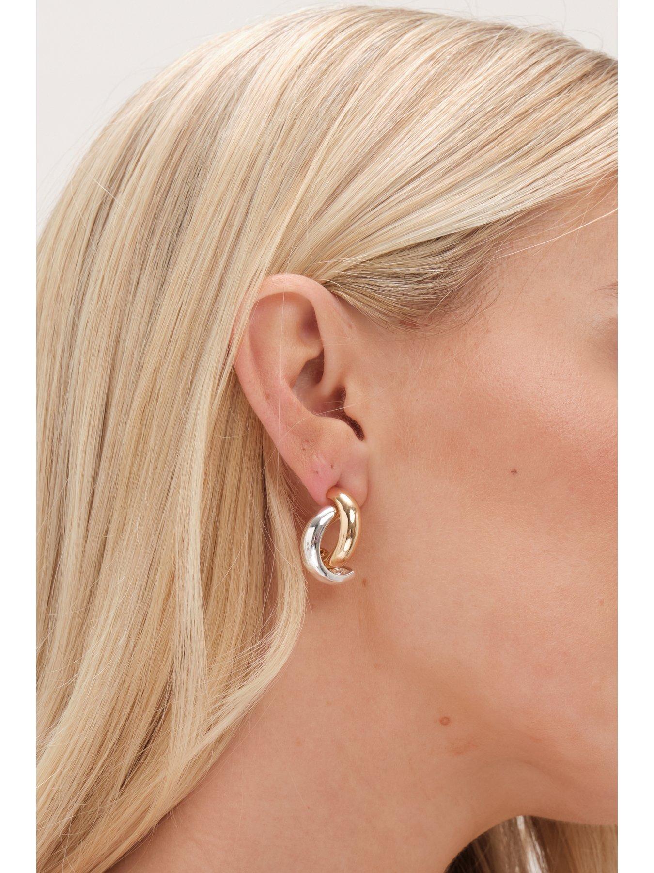 Image 3 of 4 of Mood Mood Two Tone Polished Twist Hoop Earrings