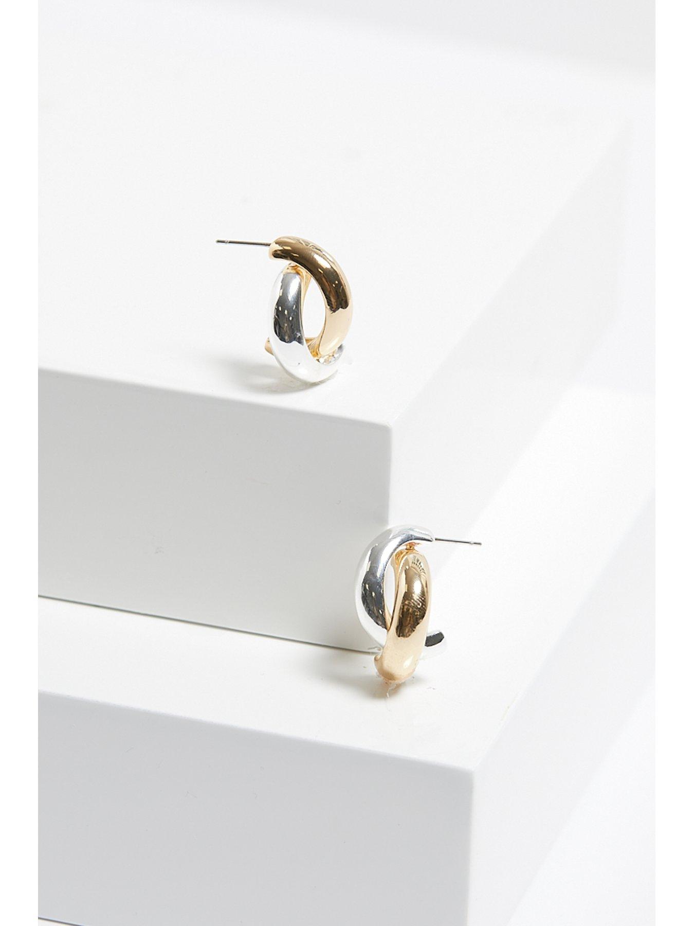 Image 4 of 4 of Mood Mood Two Tone Polished Twist Hoop Earrings
