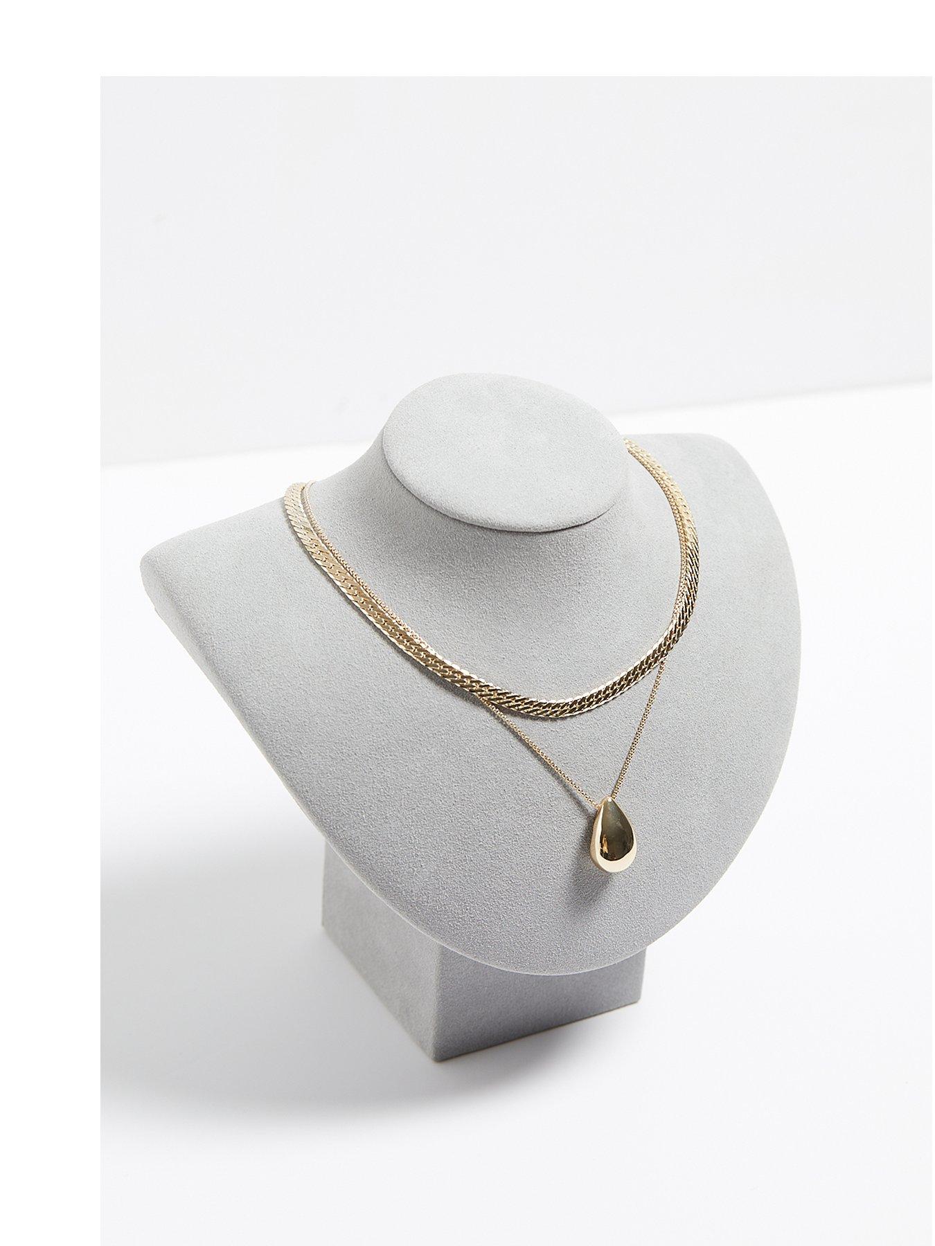 Image of Mood Mood Gold Polished Dome Layered Chain Pendant Necklace - Pack Of 2