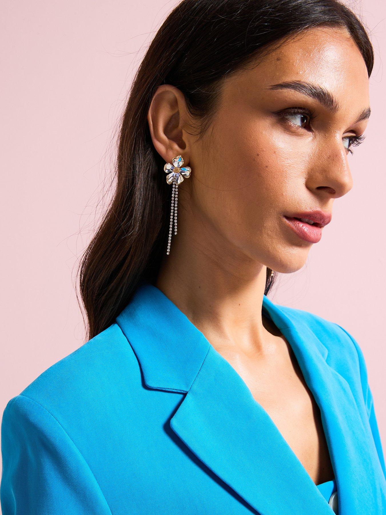 mood-mood-two-tone-flower-cupchain-drop-earrings