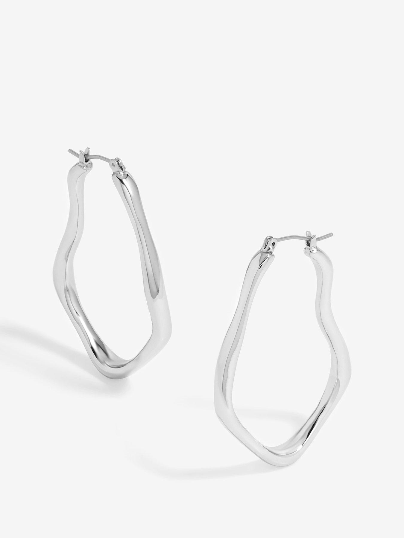 inicio-silver-plated-molten-large-hoop-earrings-gift-pouch