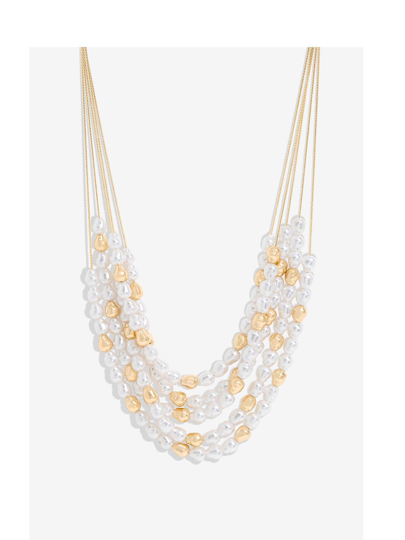 undefined Mood Gold Pearl  &  Polished Multirow Necklace