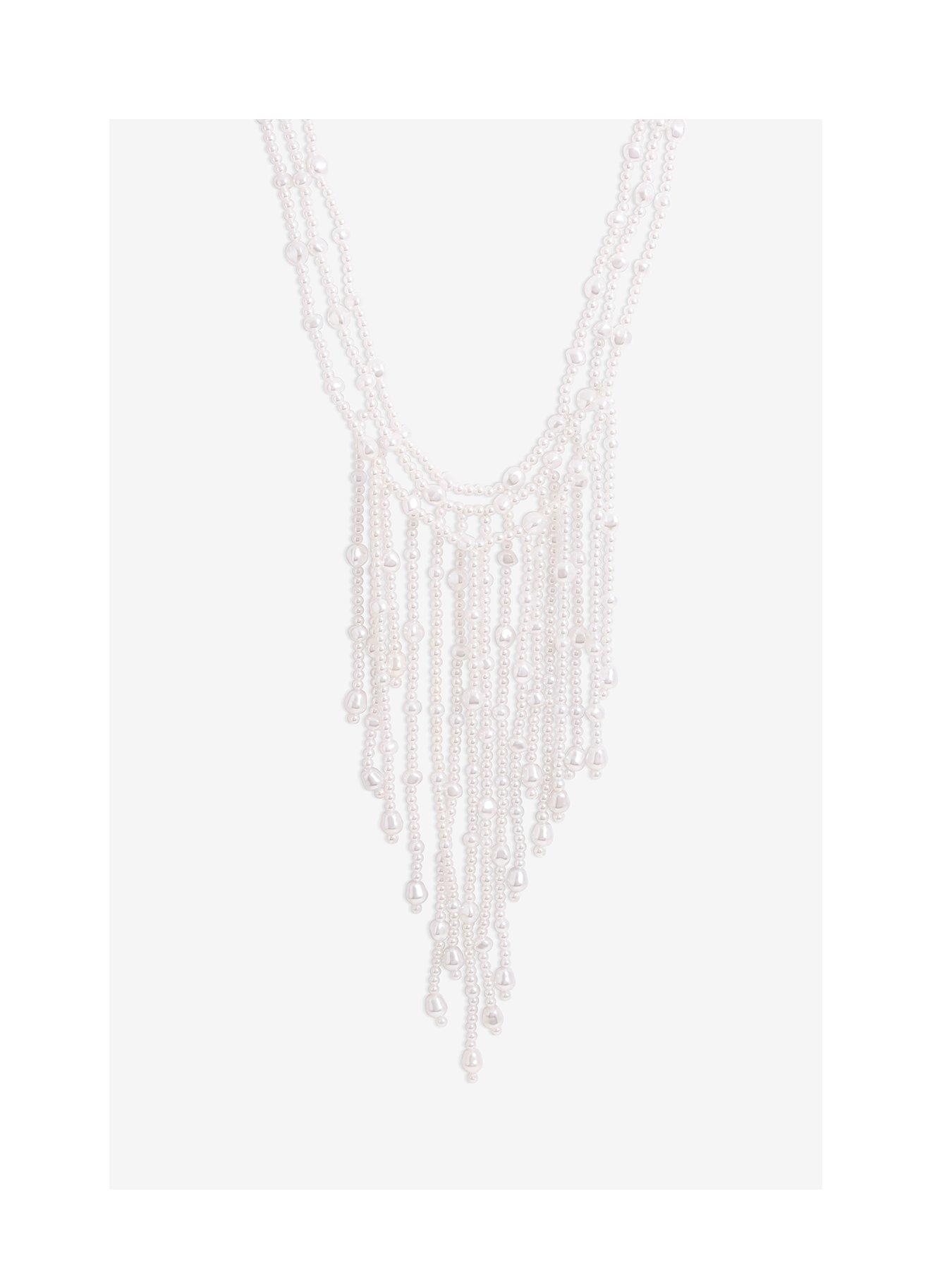 undefined Mood Gold Pearl Cascade Statement Necklace