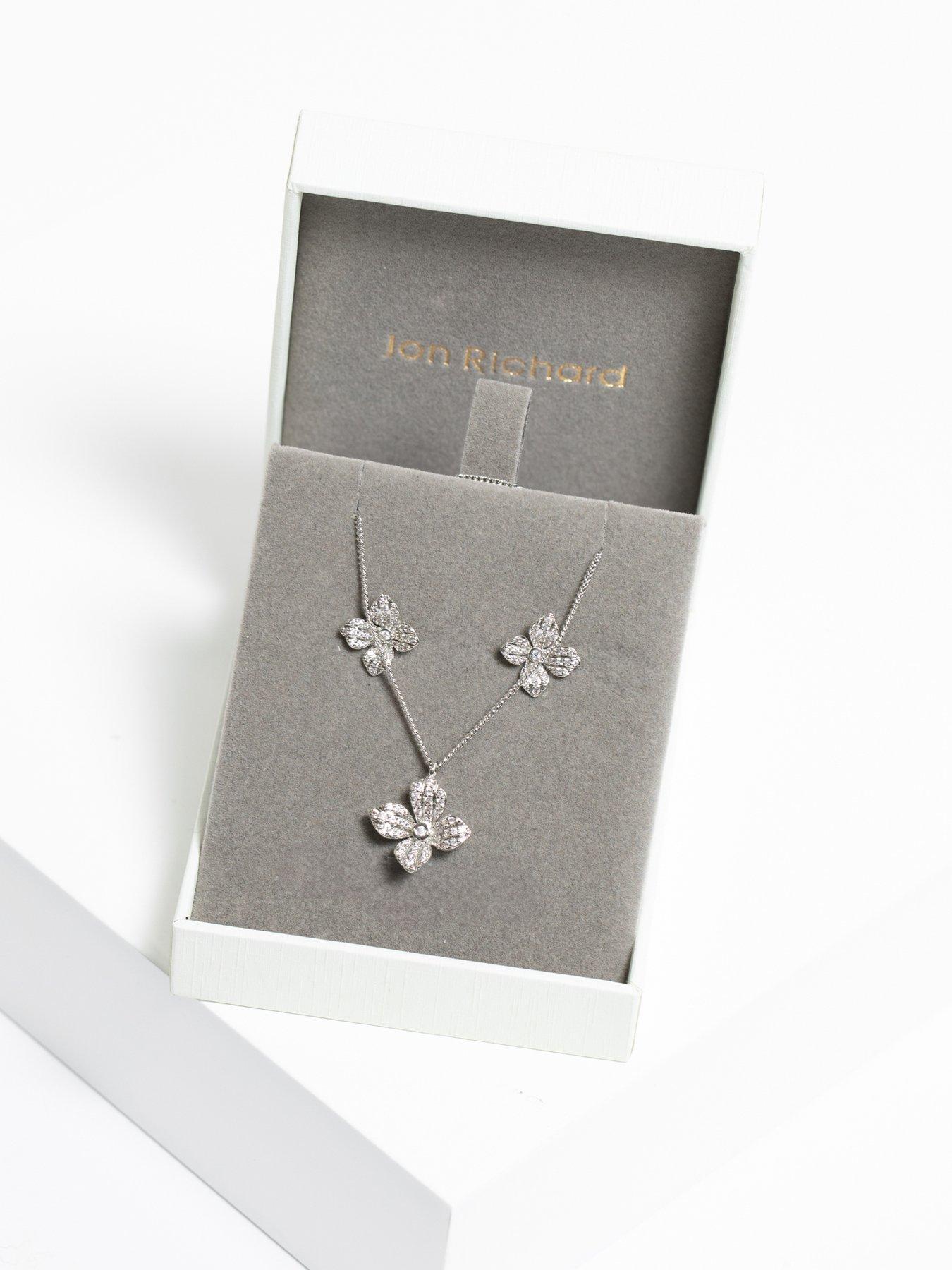 Image 3 of 5 of Jon Richard Jon Richard Rhodium Plated Cubic Zirconia Floral Set - Gift Boxed