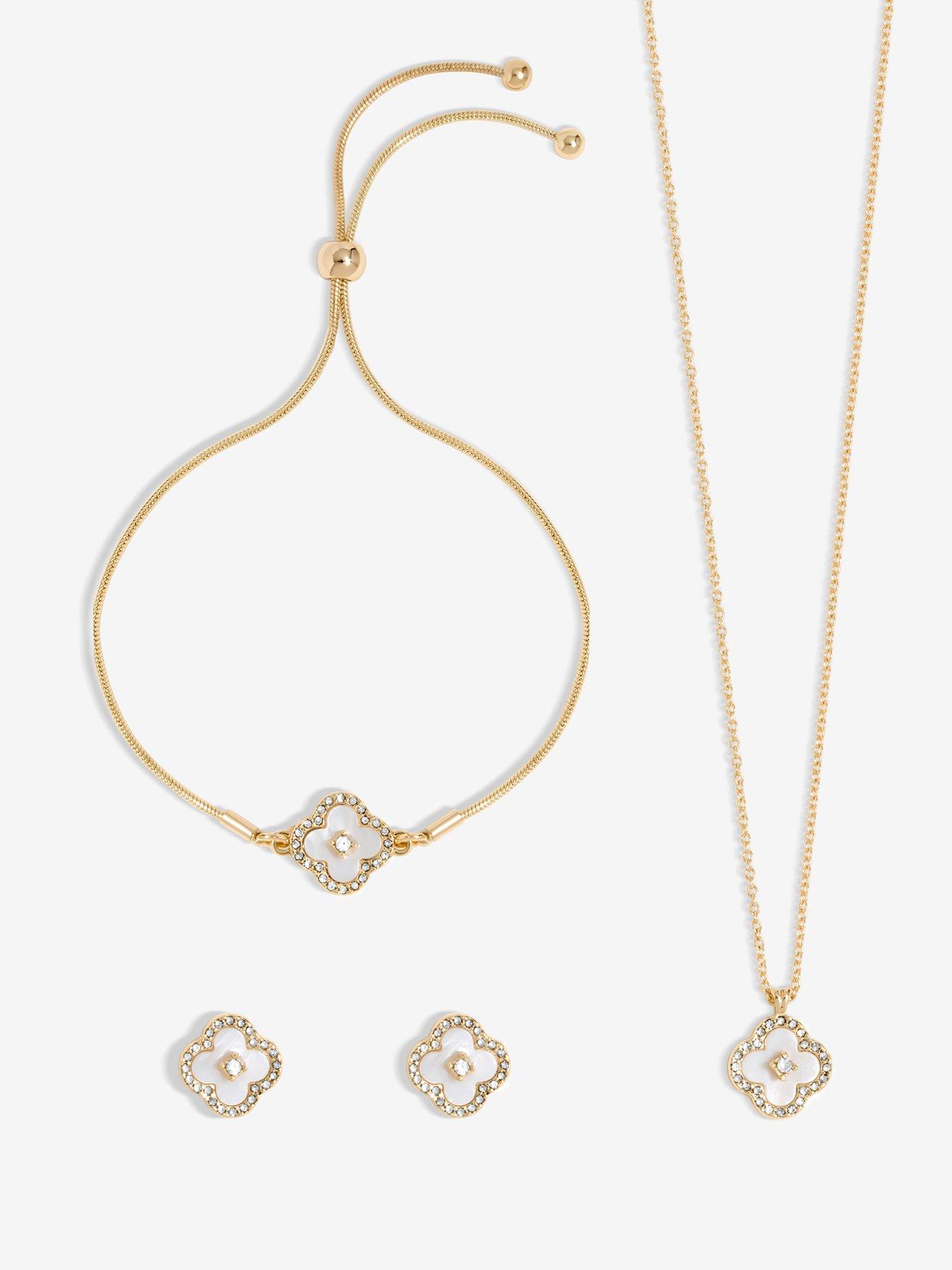 Image 2 of 5 of Jon Richard Jon Richard Gold Plated Crystal Clover Trio Set - Gift Boxed