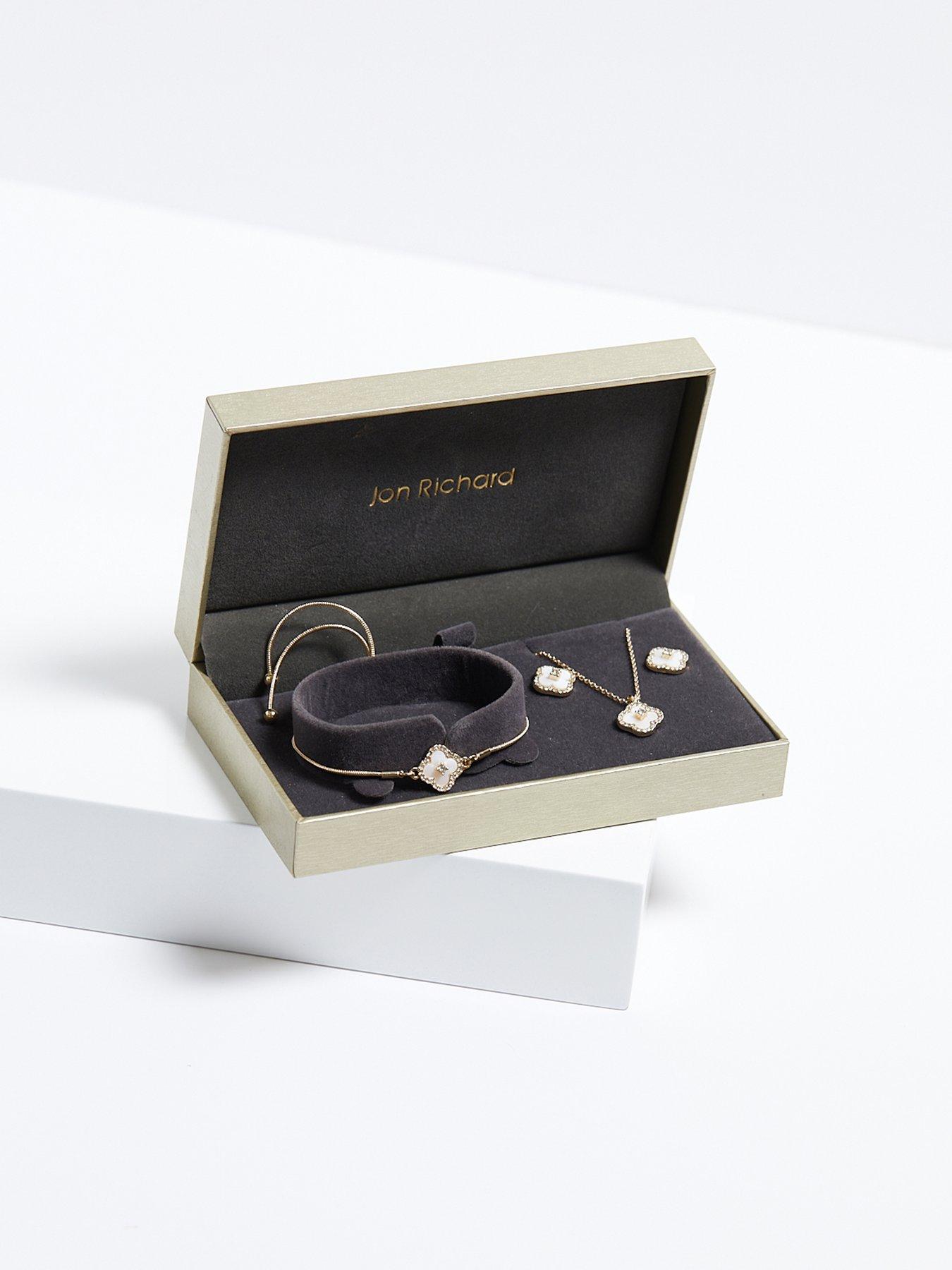 Image 3 of 5 of Jon Richard Jon Richard Gold Plated Crystal Clover Trio Set - Gift Boxed
