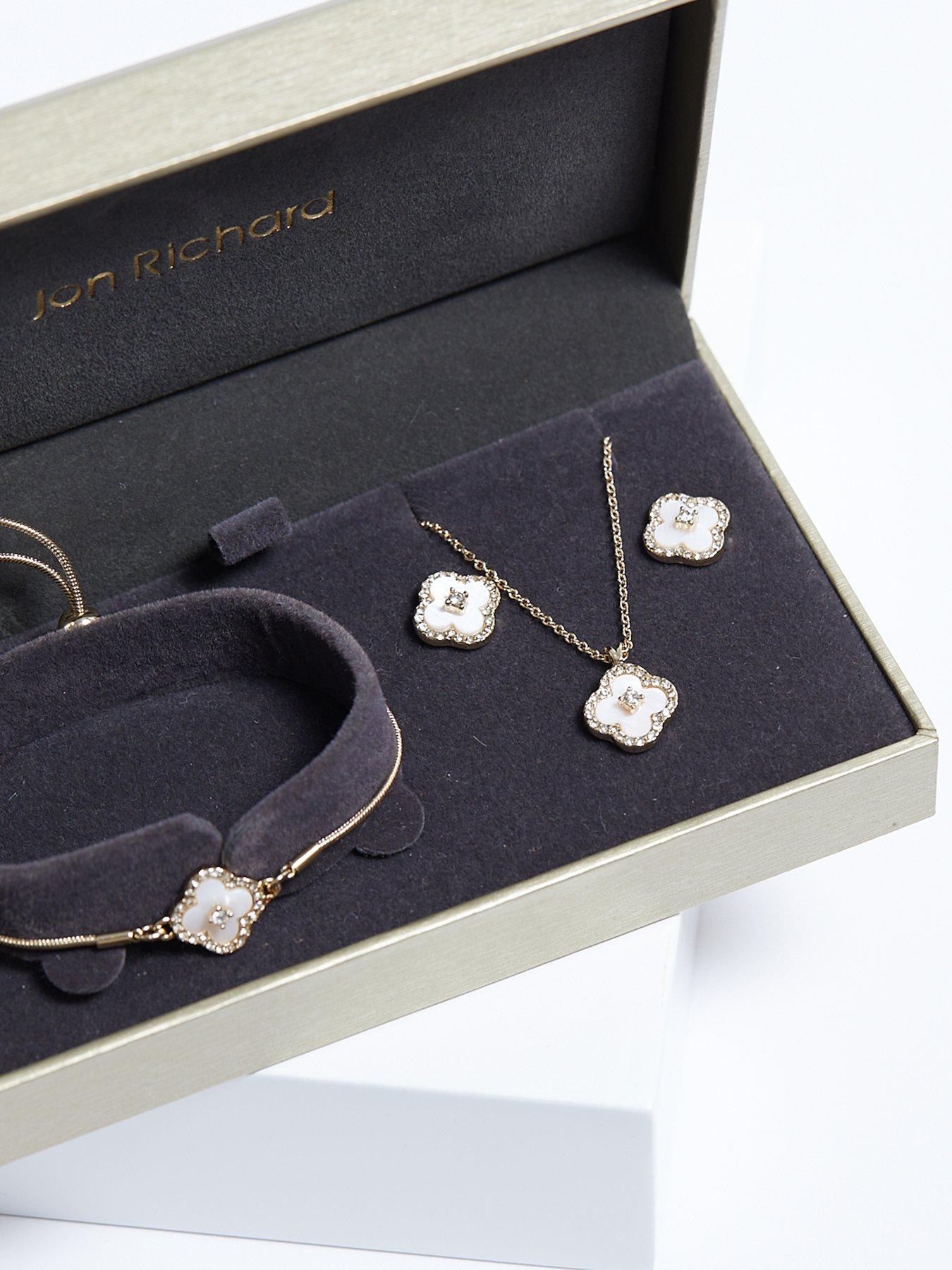 Image 4 of 5 of Jon Richard Jon Richard Gold Plated Crystal Clover Trio Set - Gift Boxed