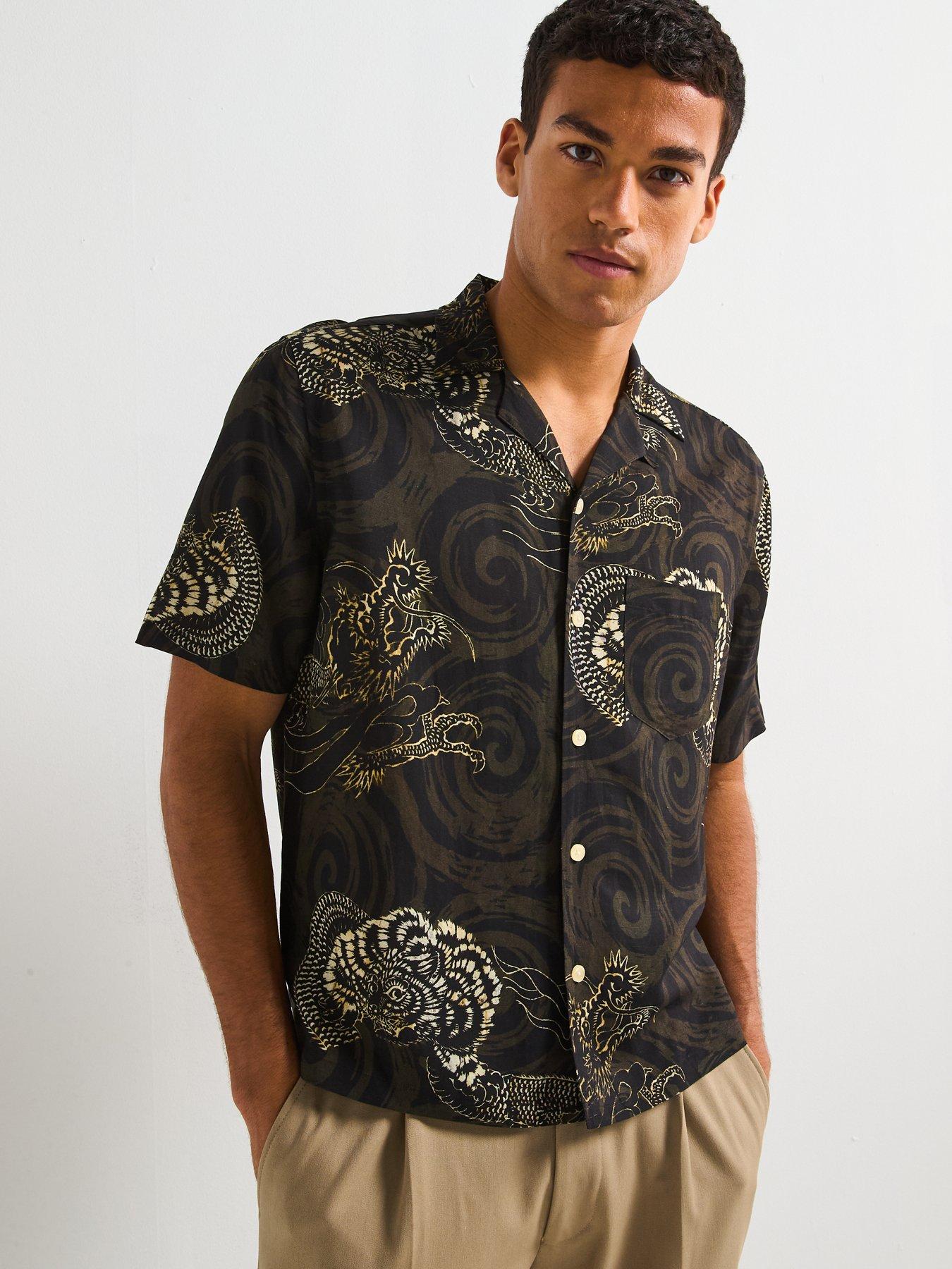 AllSaints All Saints Sidewinder Short Sleeve Hawaiian Shirt - Kelp Green