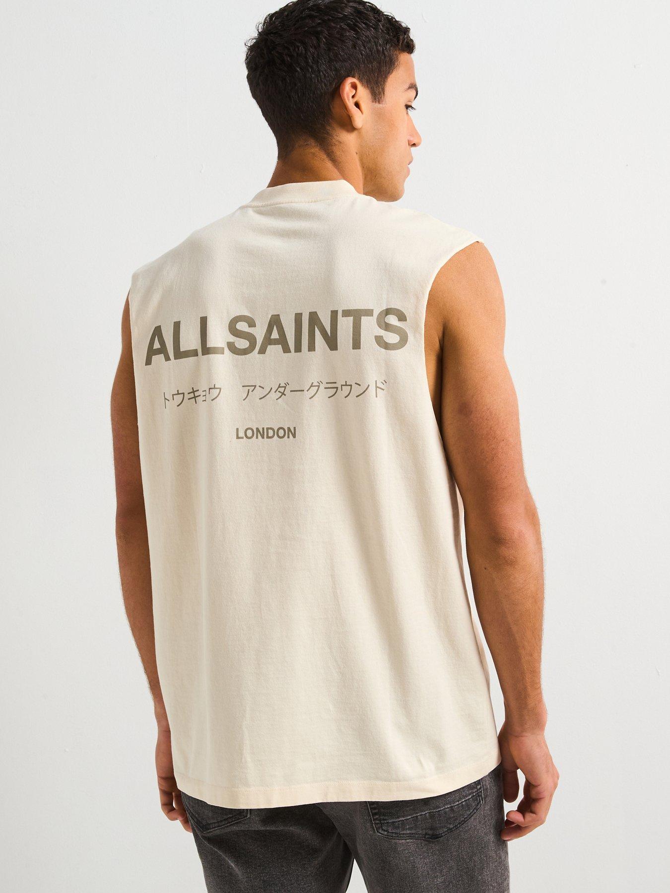 undefined All Saints Underground Sleeveless Crew Neck T-Shirt- White