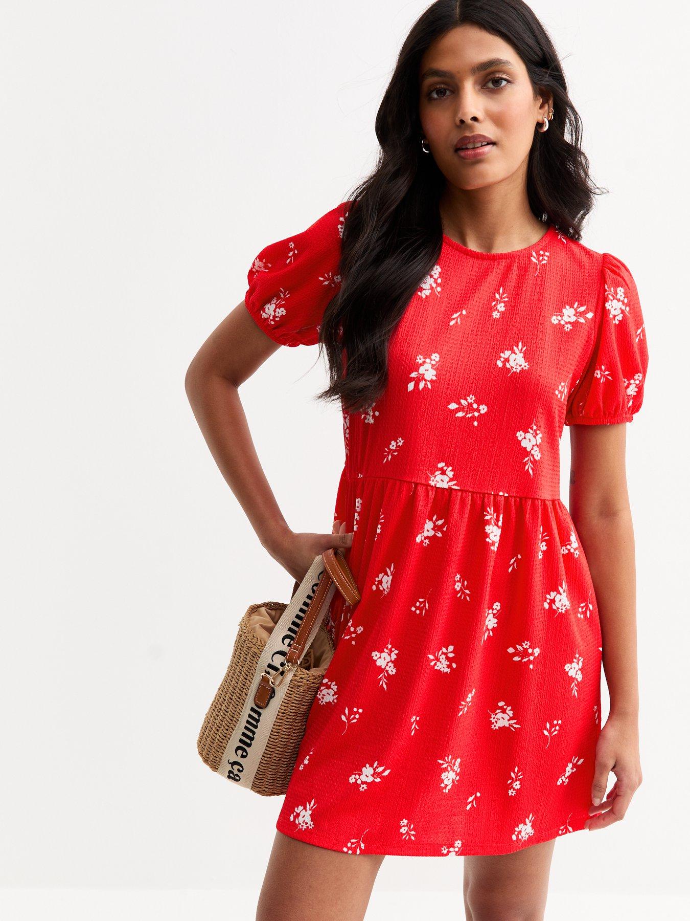 new-look-floral-print-tie-back-mini-dress-redfront