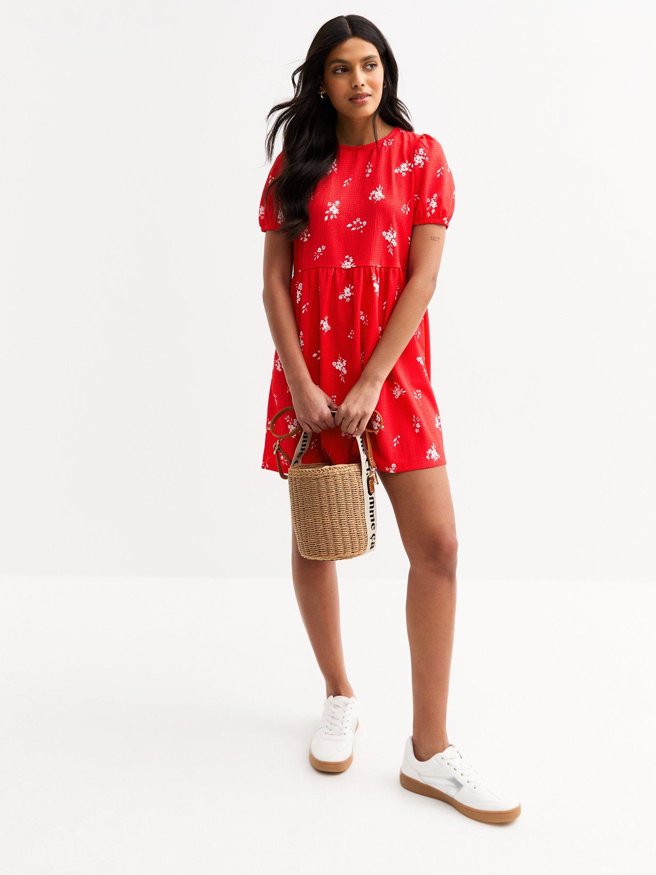 new-look-floral-print-tie-back-mini-dress-redback