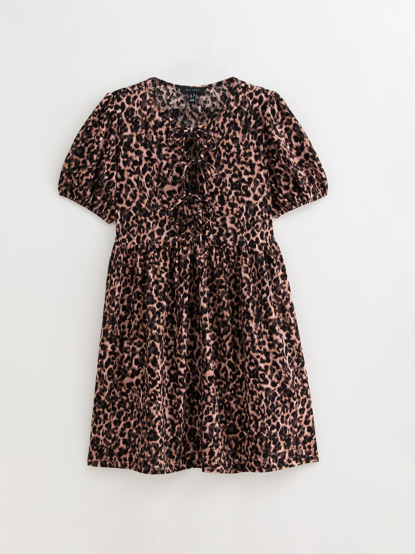 new-look-brown-crinkled-leopard-print-tie-front-mini-dressdetail
